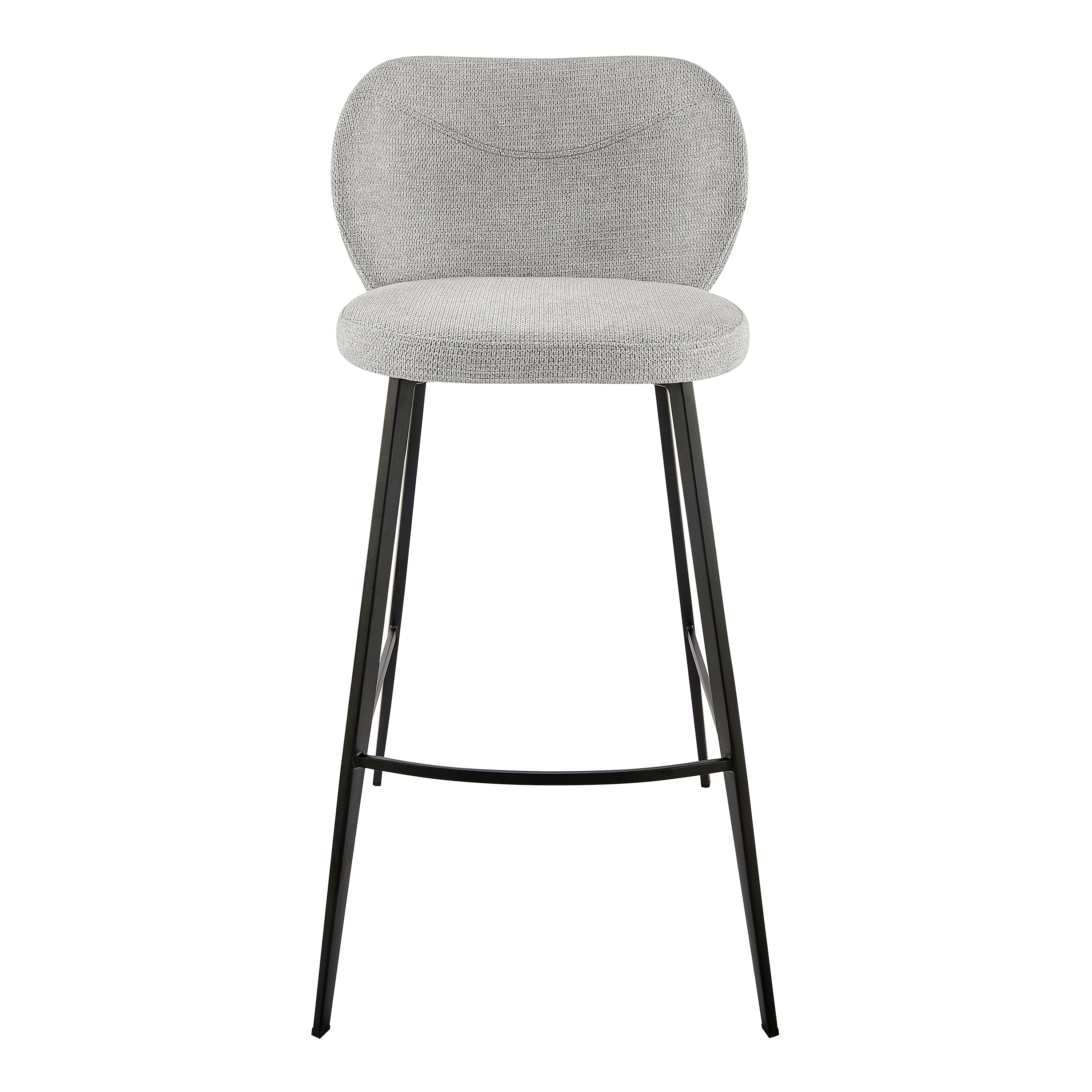 Markus Bar Stool in Light Gray Fabric with Black Legs - Set of 1