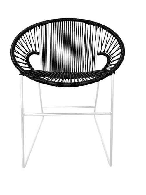 Puerto Dining Chair White Frame - Color Black Weave