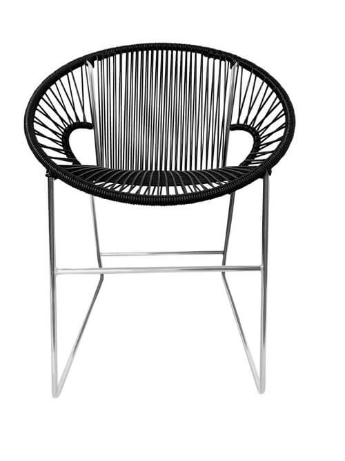 Puerto Dining Chair Chrome Frame - Color Black Weave