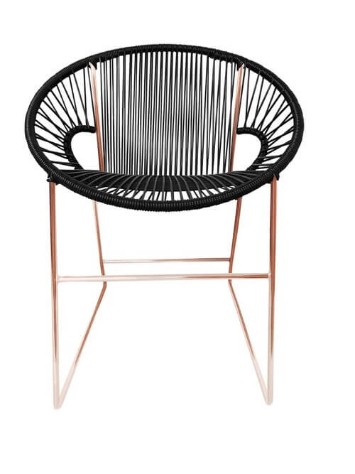 Puerto Dining Chair Copper Frame - Color Black Weave