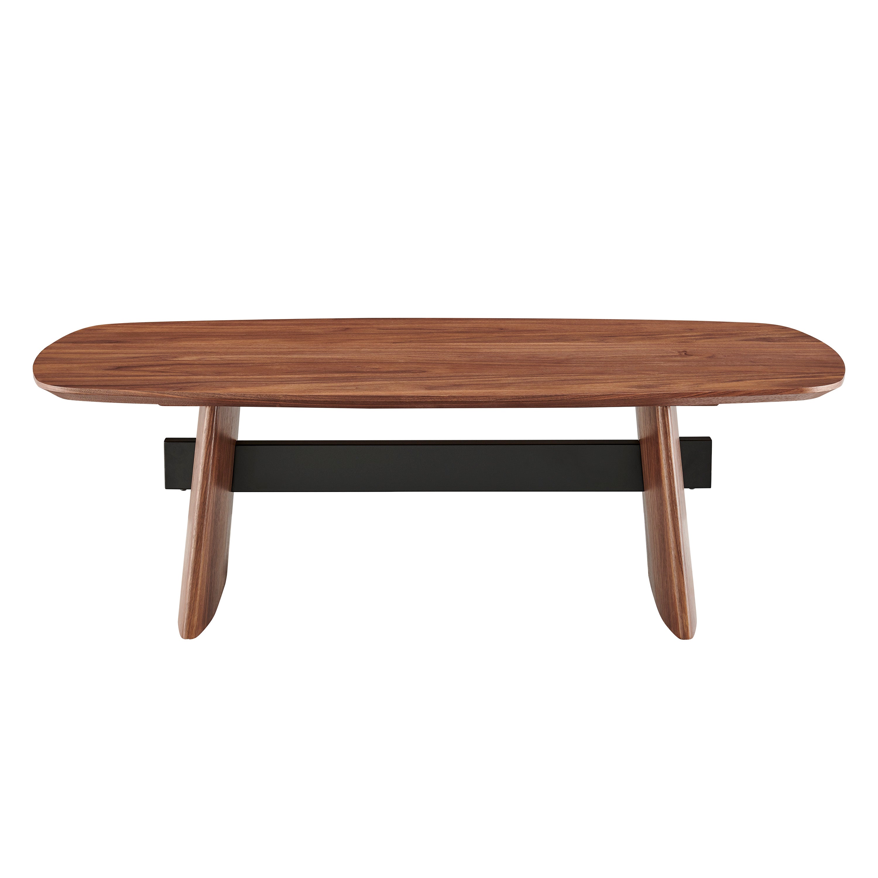 Folke Coffee Table Top and Base in Walnut with Matte Black Cross Bar