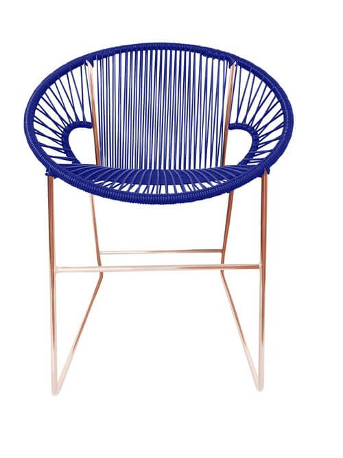 Puerto Dining Chair Cooper Frame - Color Deep Blue Weave