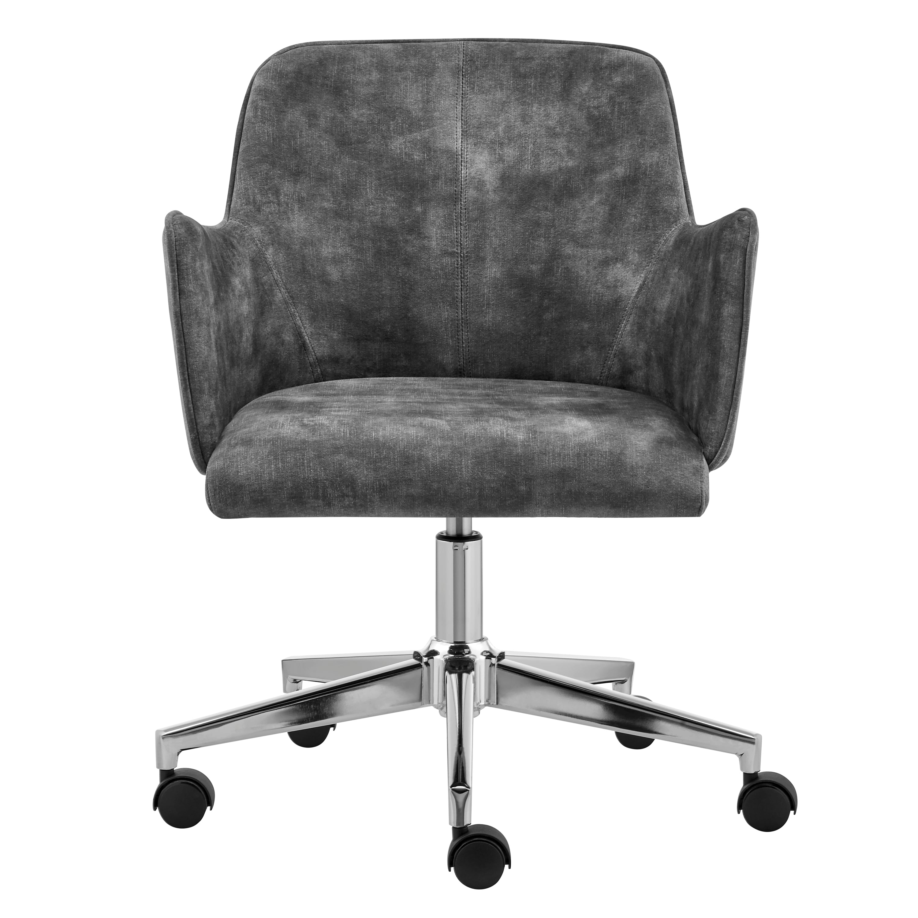 Sunny Pro Office Chair in Gray Velvet with Chrome Base