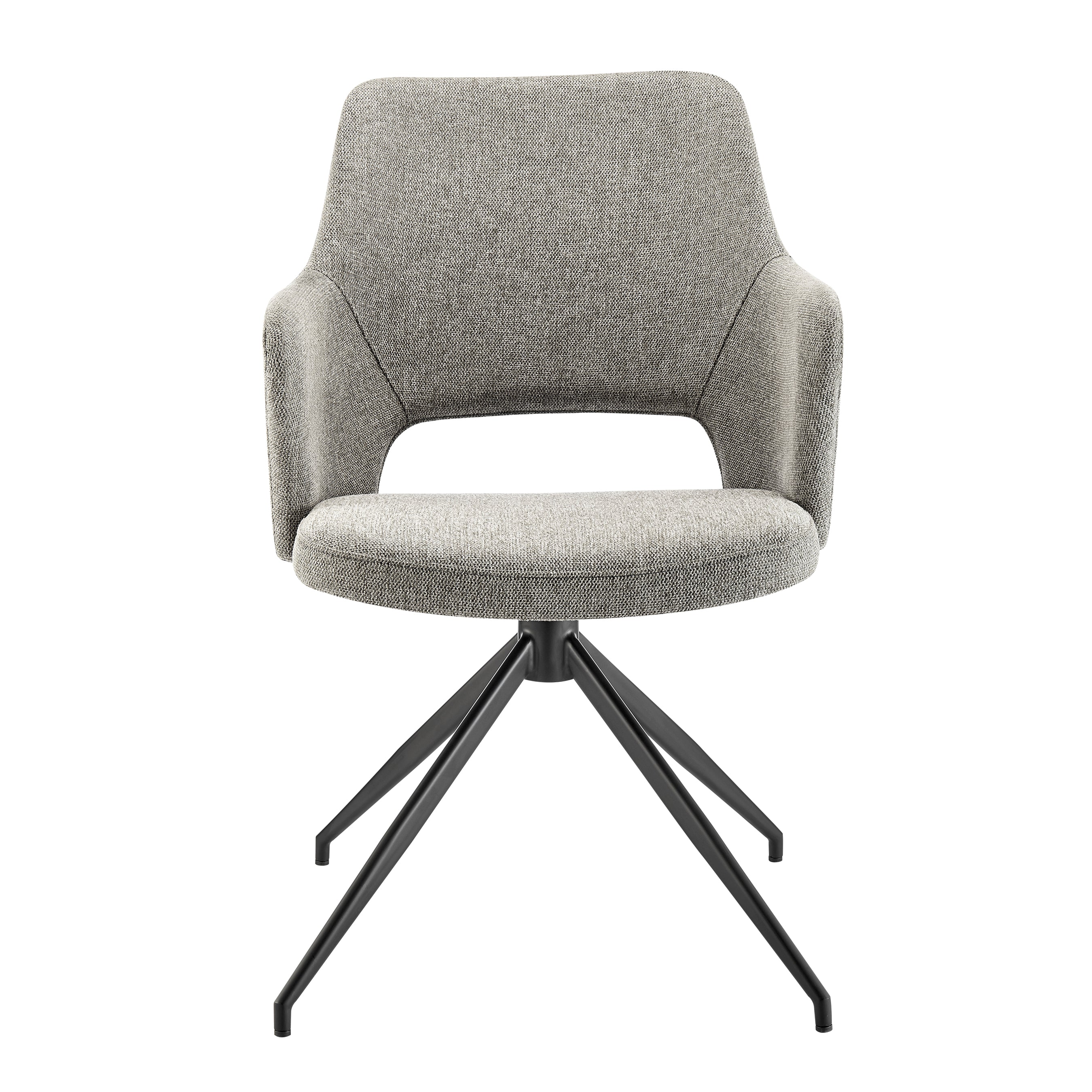 Darcie Swivel Armchair In Light Gray Fabric and Black Base - Set of 1