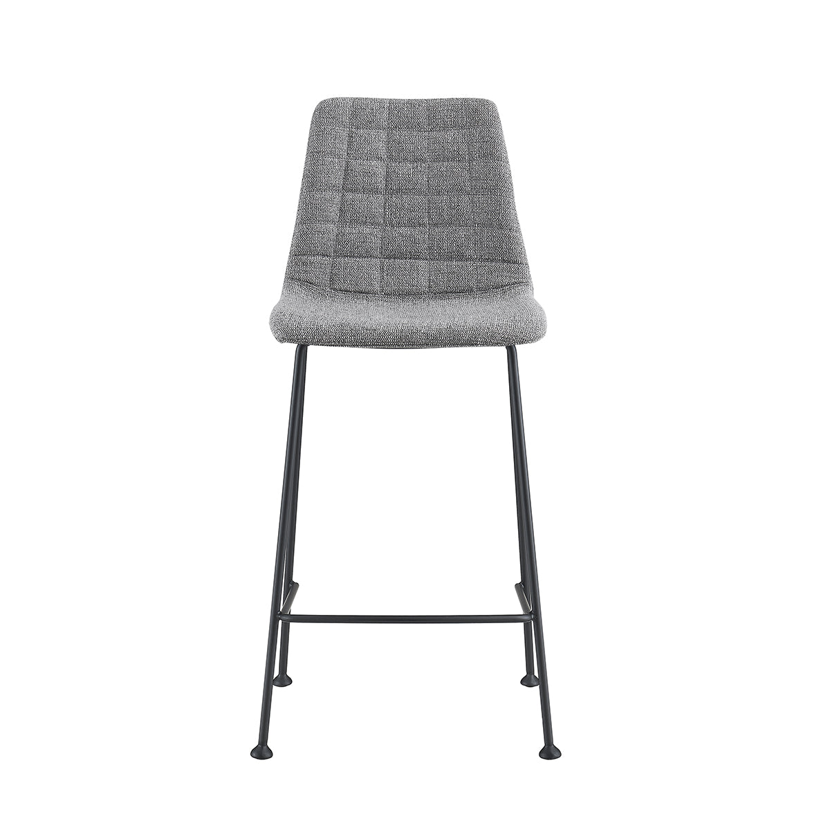 Elma Counter Stool In Light Gray Fabric with Matte Black Frame and Legs - Set of 2