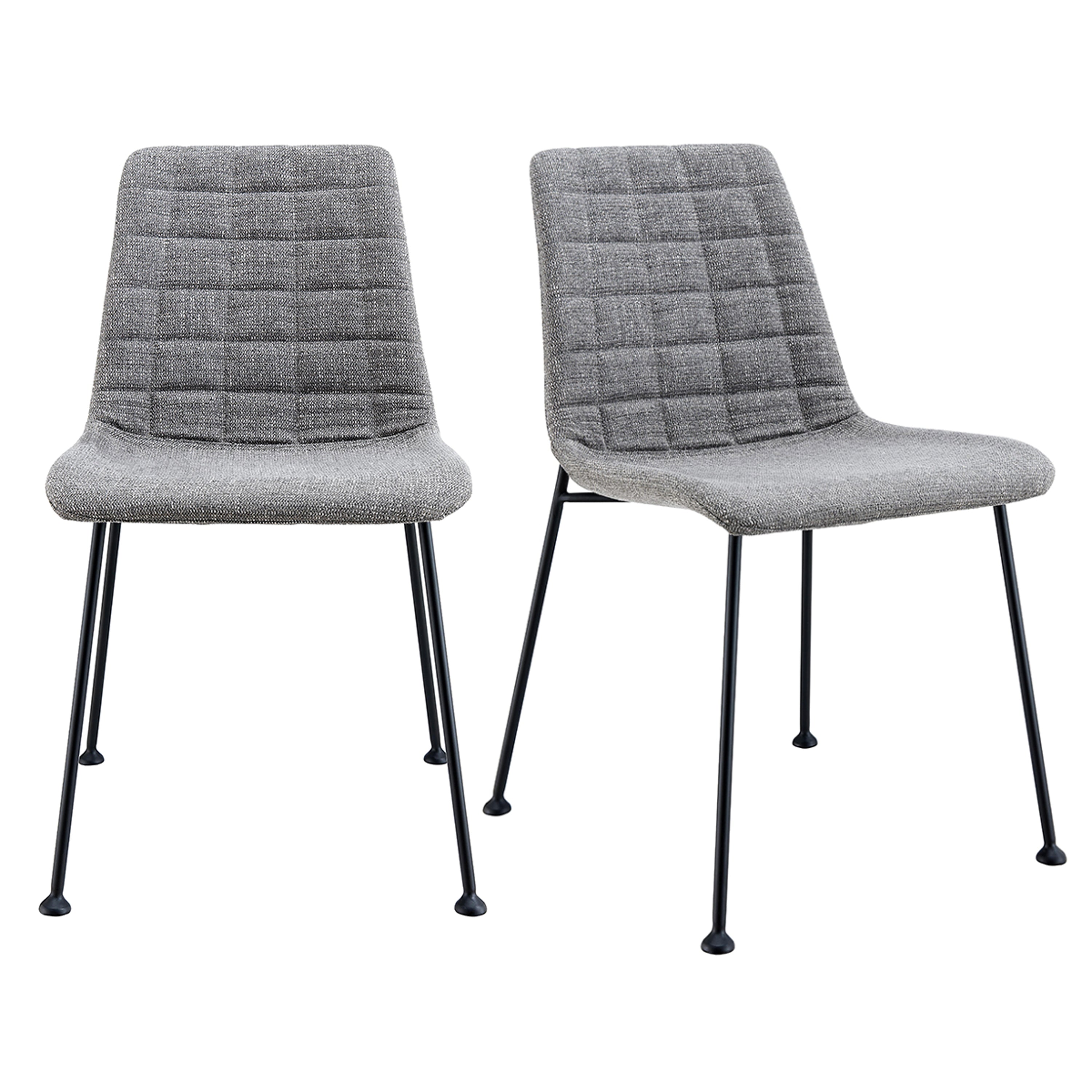 Elma Side Chair in Light Gray Fabric with Matte Black Frame and Legs - Set of 2