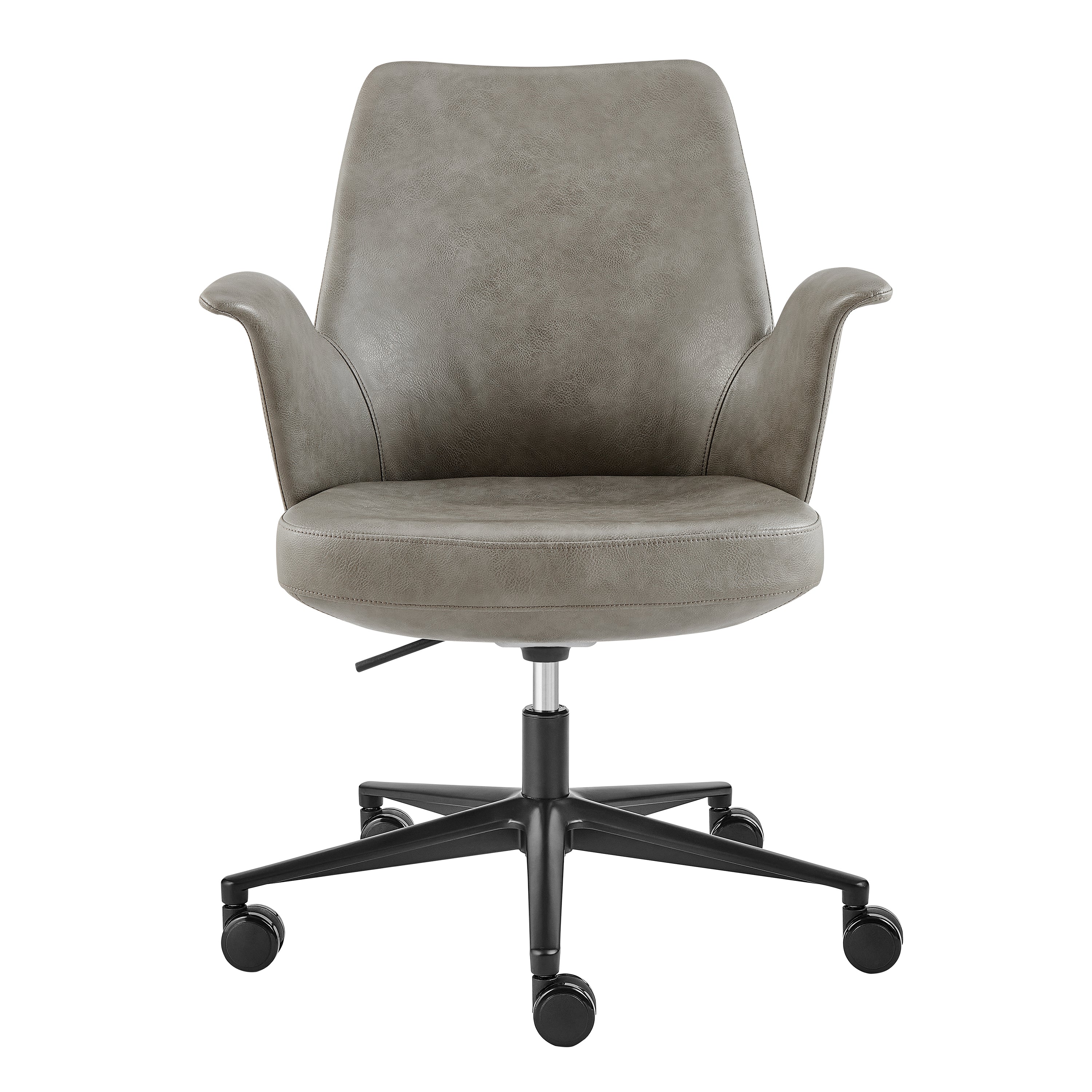 Lise Office Chair in Light Gray Leatherette with Matte Black Steel Base