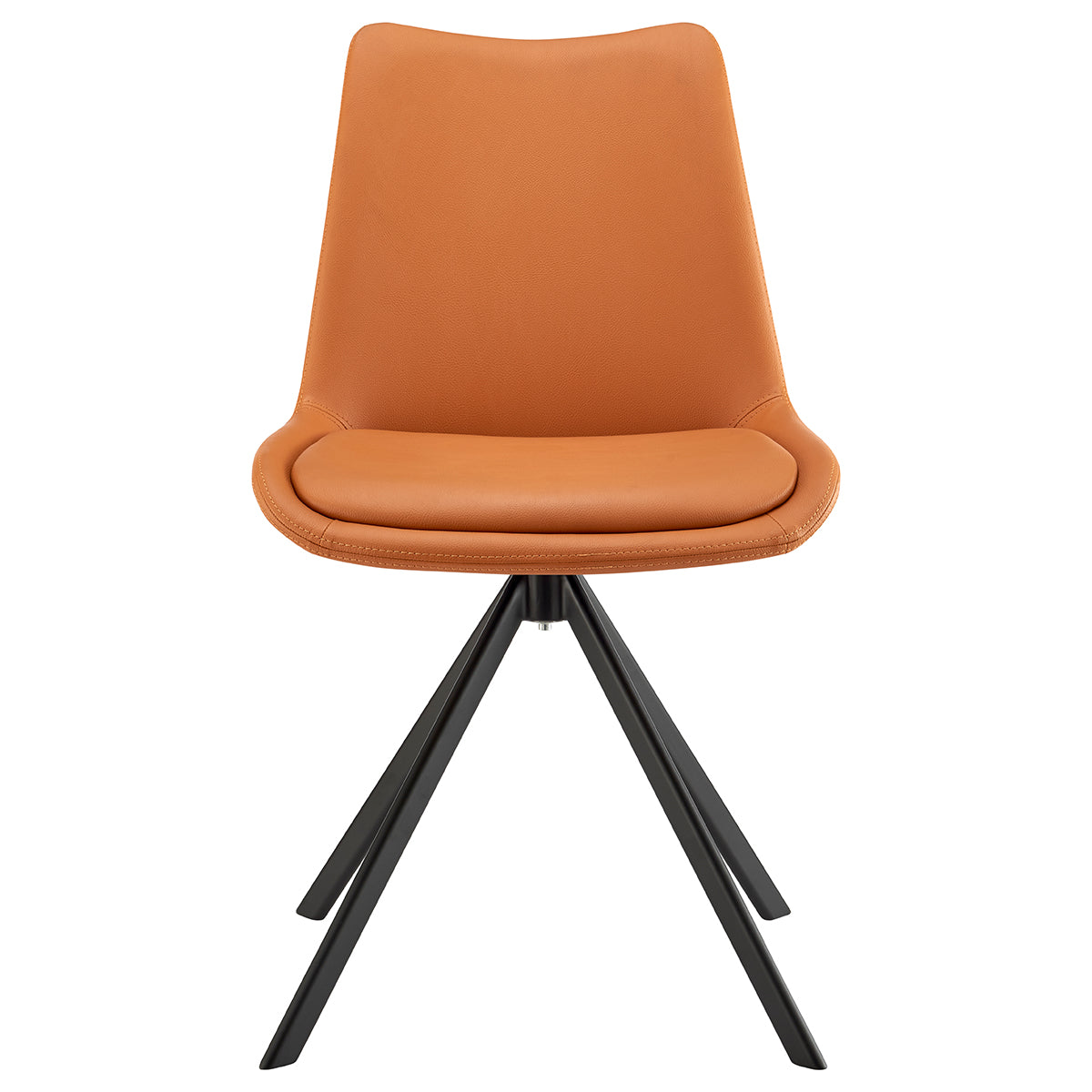 Vind Swivel Side Chair in Cognac with Black Legs - Set of 1