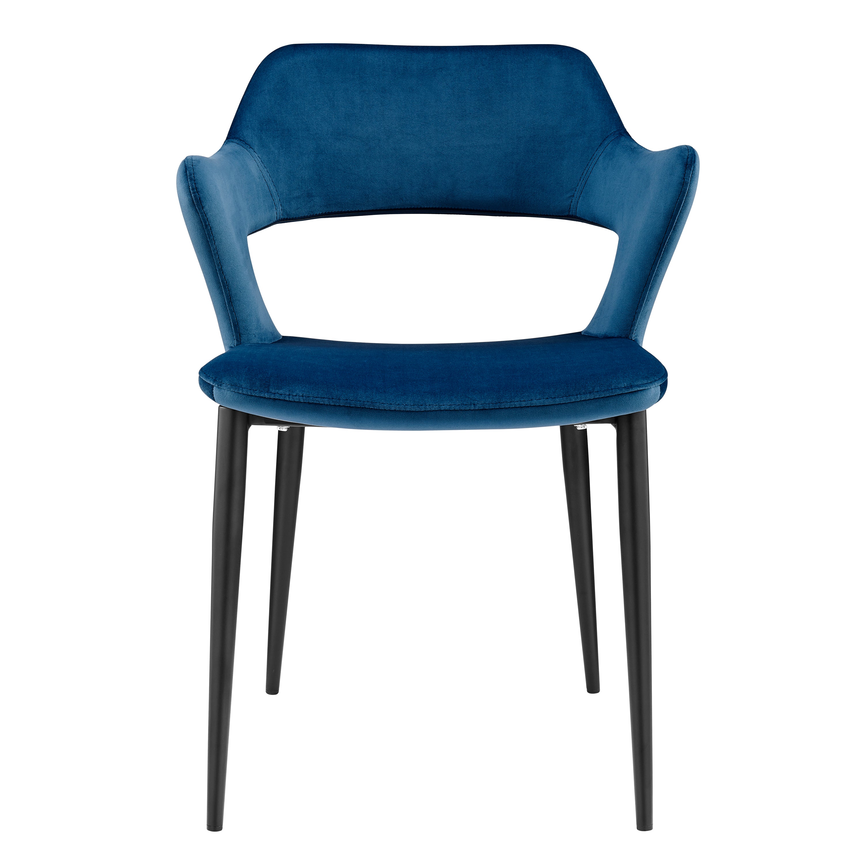 Vidar Side Chair in Blue Velvet with Black Steel Legs - Set of 1