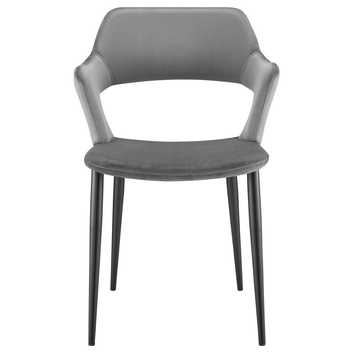 Vidar Side Chair in Gray Velvet with Black Steel Legs - Set of 1