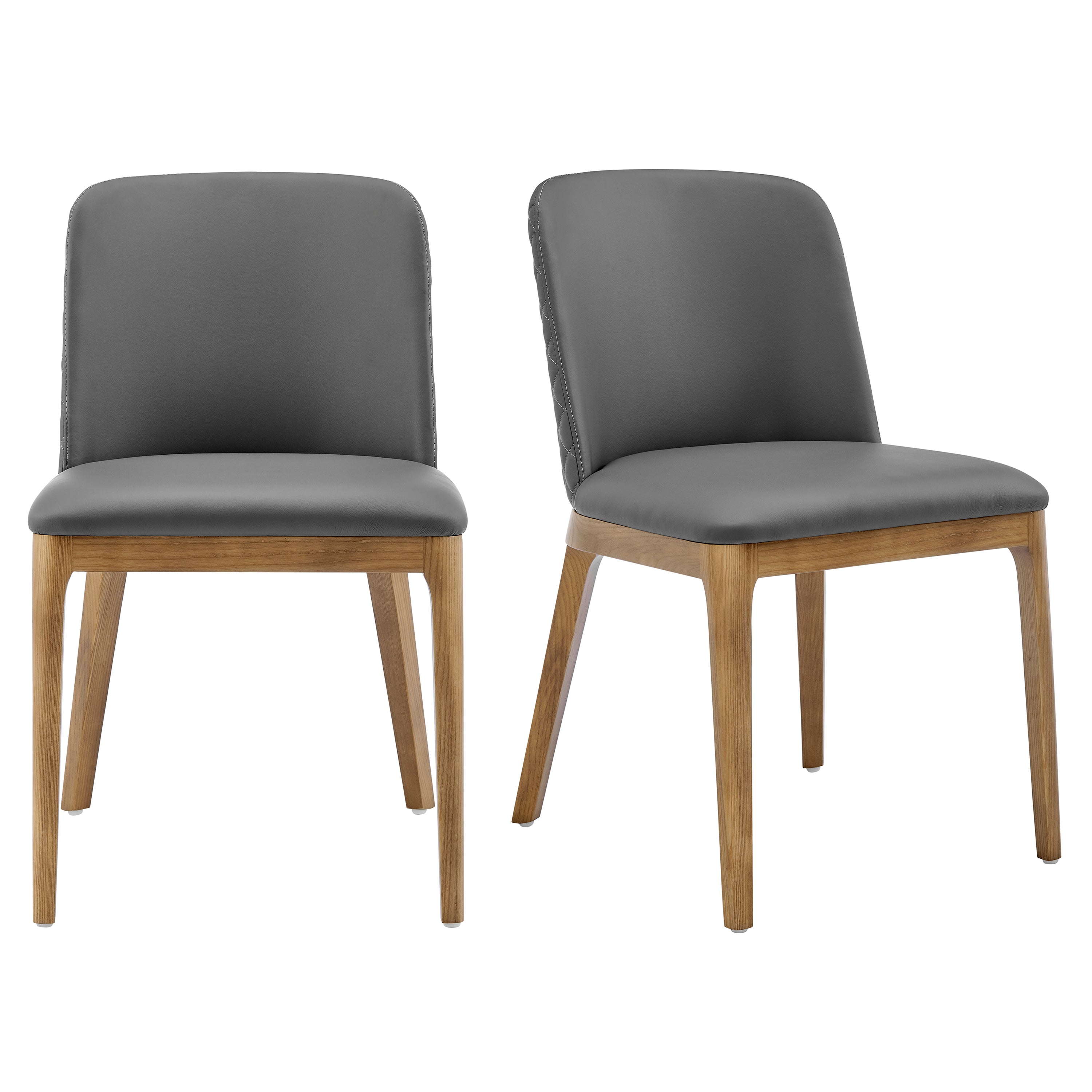 Tilde Side Chair in Gray Leatherette with Walnut Legs - Set of 2