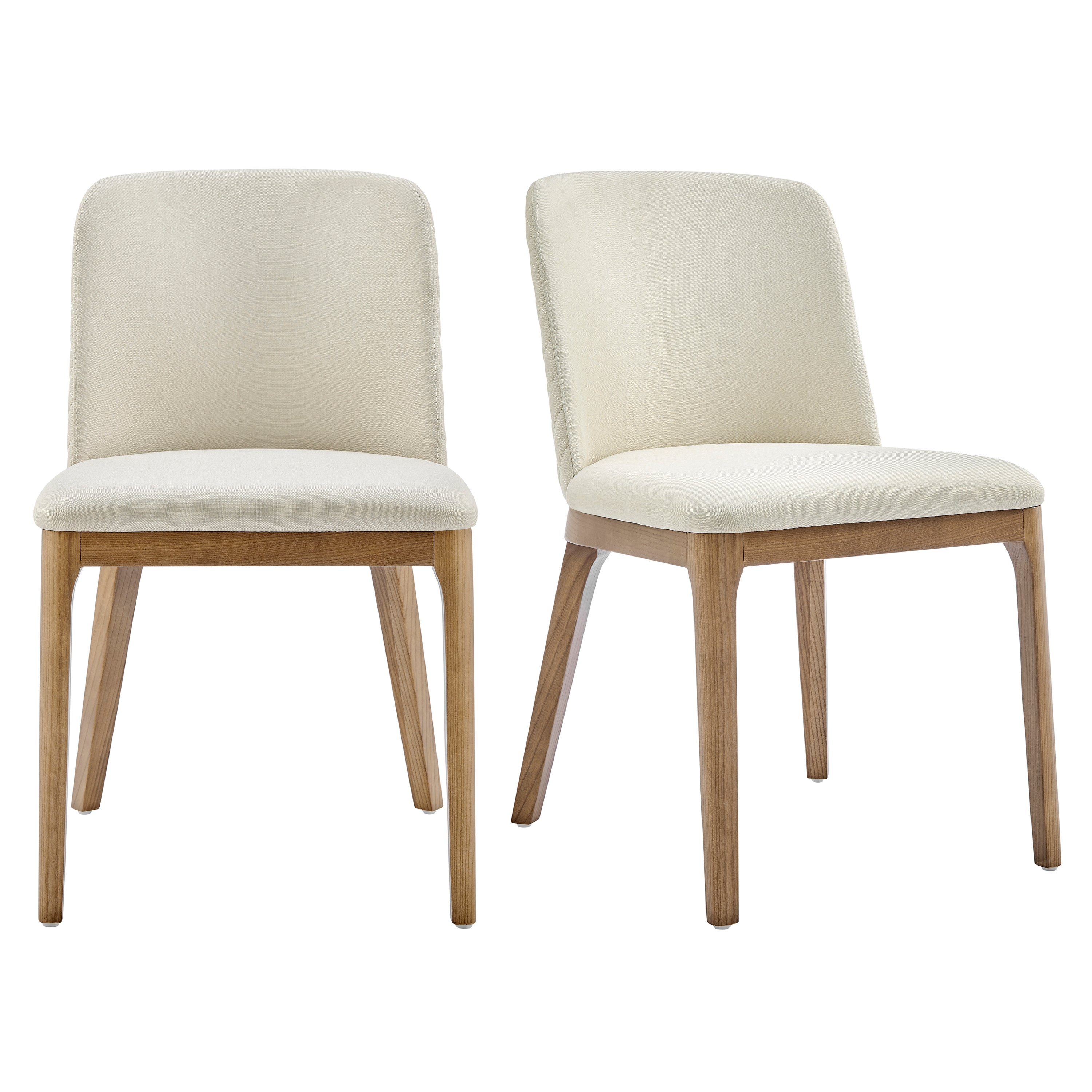 Tilde Side Chair in Sand Fabric with Walnut Legs - Set of 2