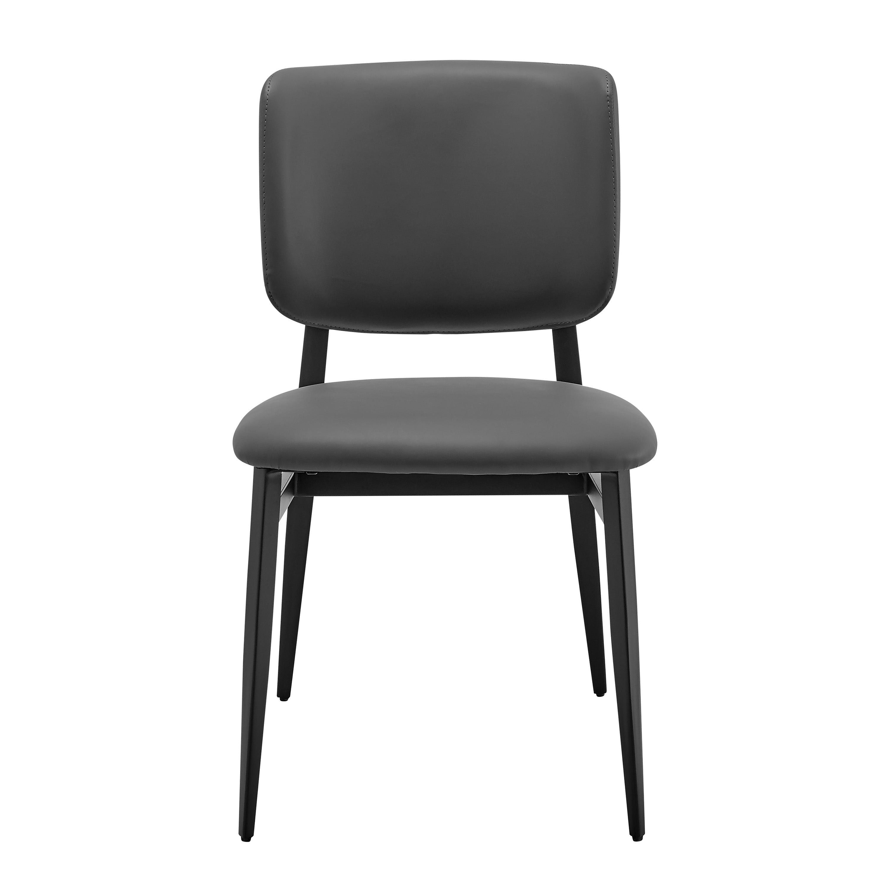 Felipe Side Chair in Gray Leatherette with Black Steel Legs - Set of 1