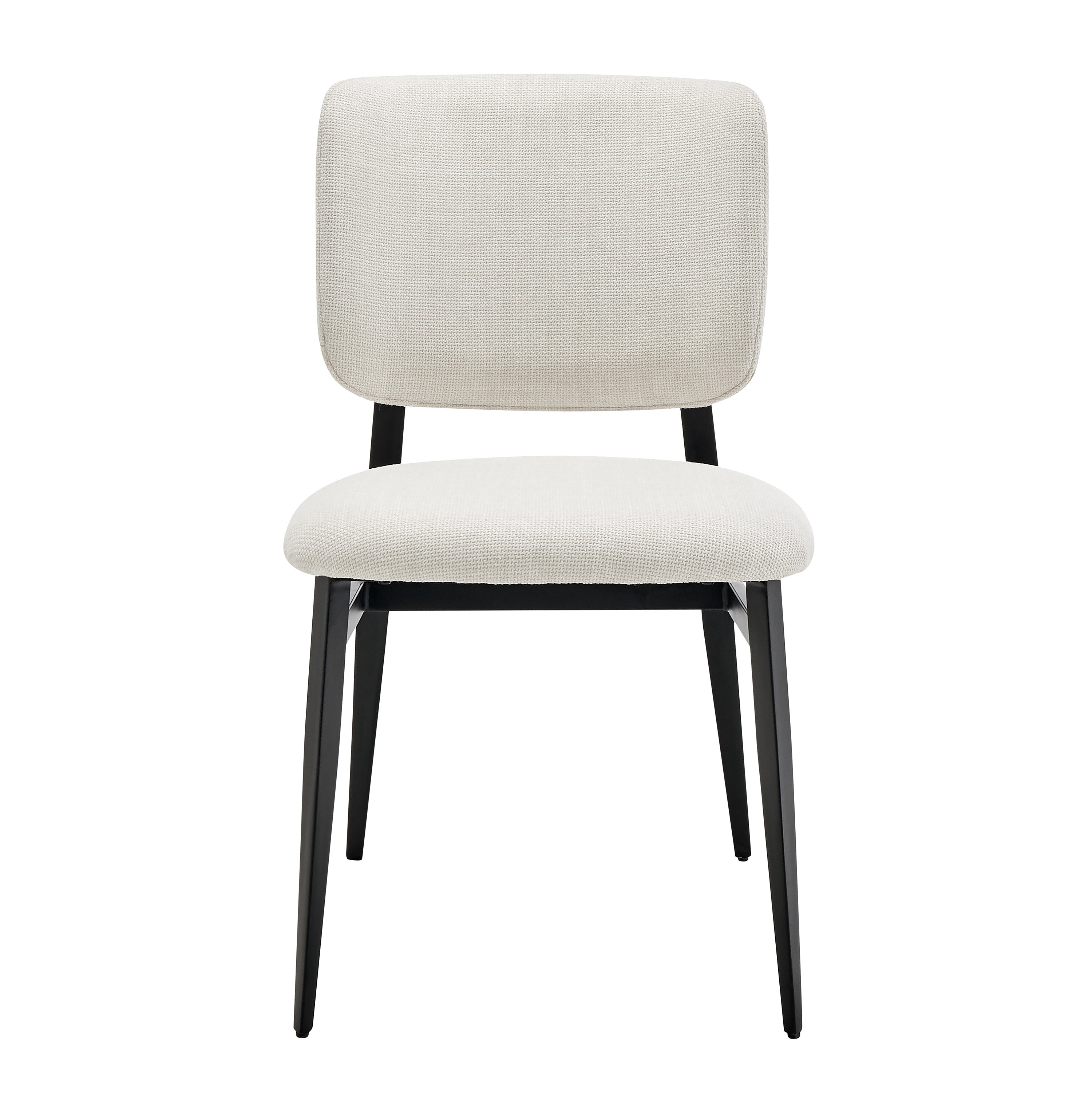 Felipe Side Chair in Beige Fabric with Black Steel Legs - Set of 1