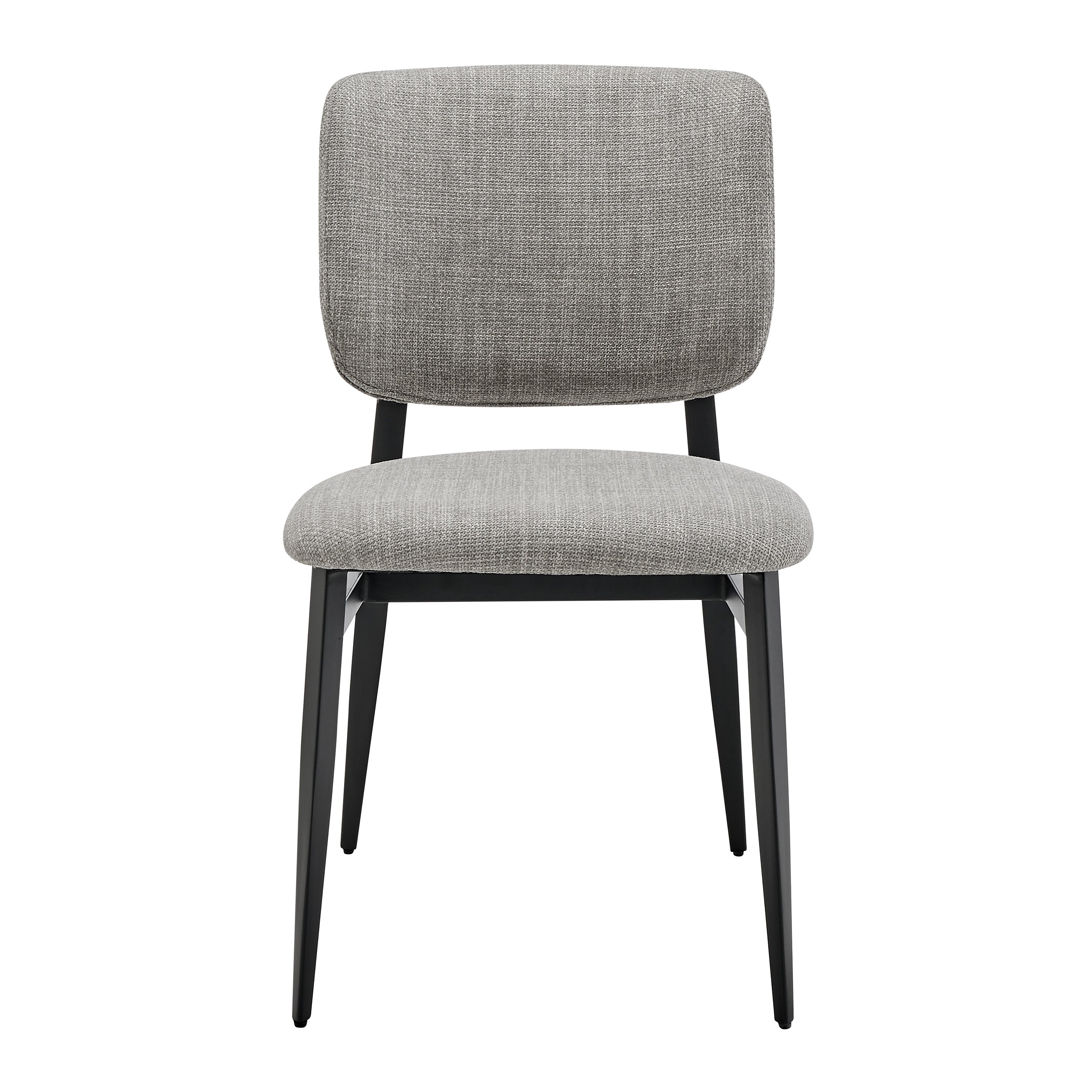 Felipe Side Chair in Linen Gray Fabric with Black Steel Legs - Set of 1