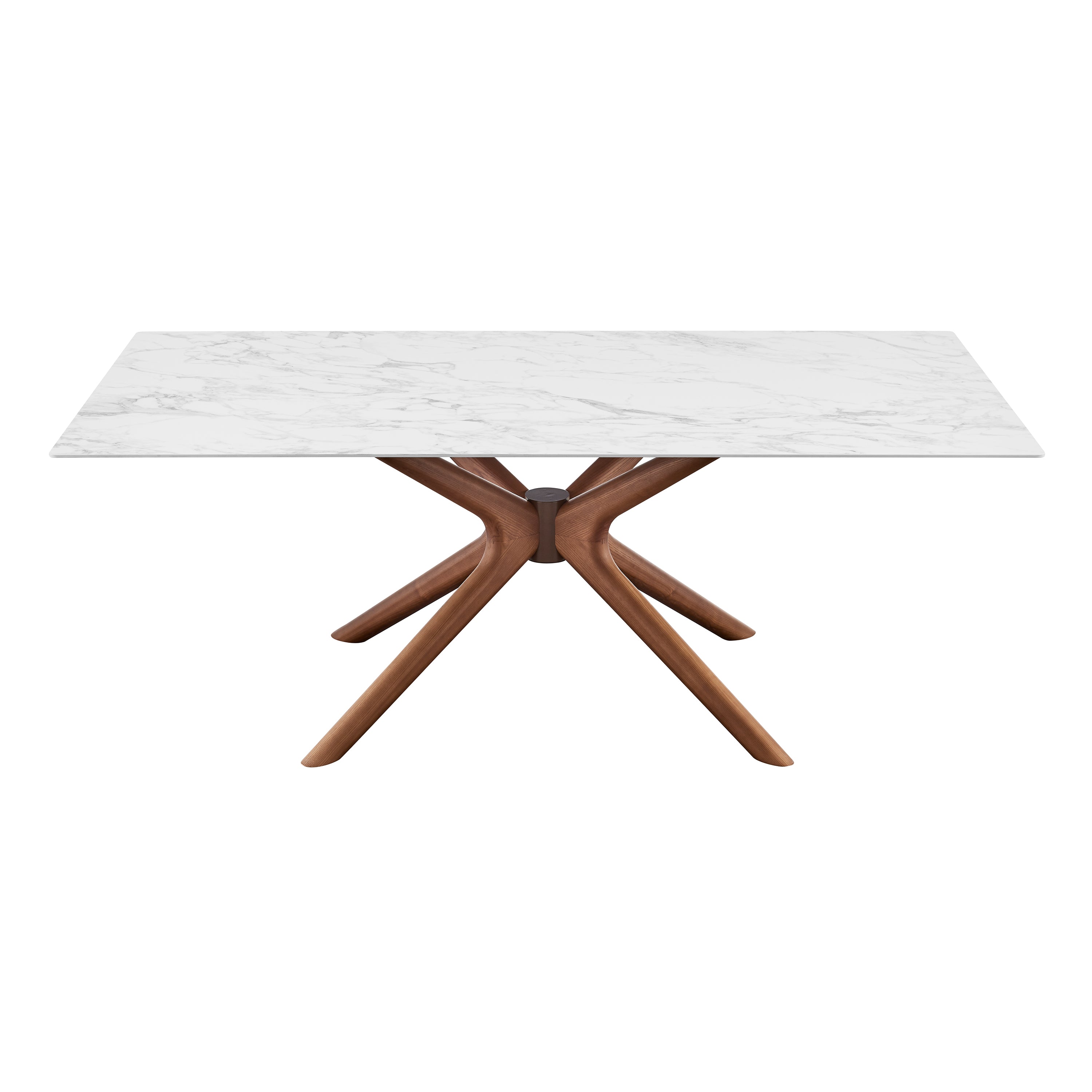 Maurice Rectangle Table Top in White Ceramic with Walnut Stained Ash Solid Wood Base