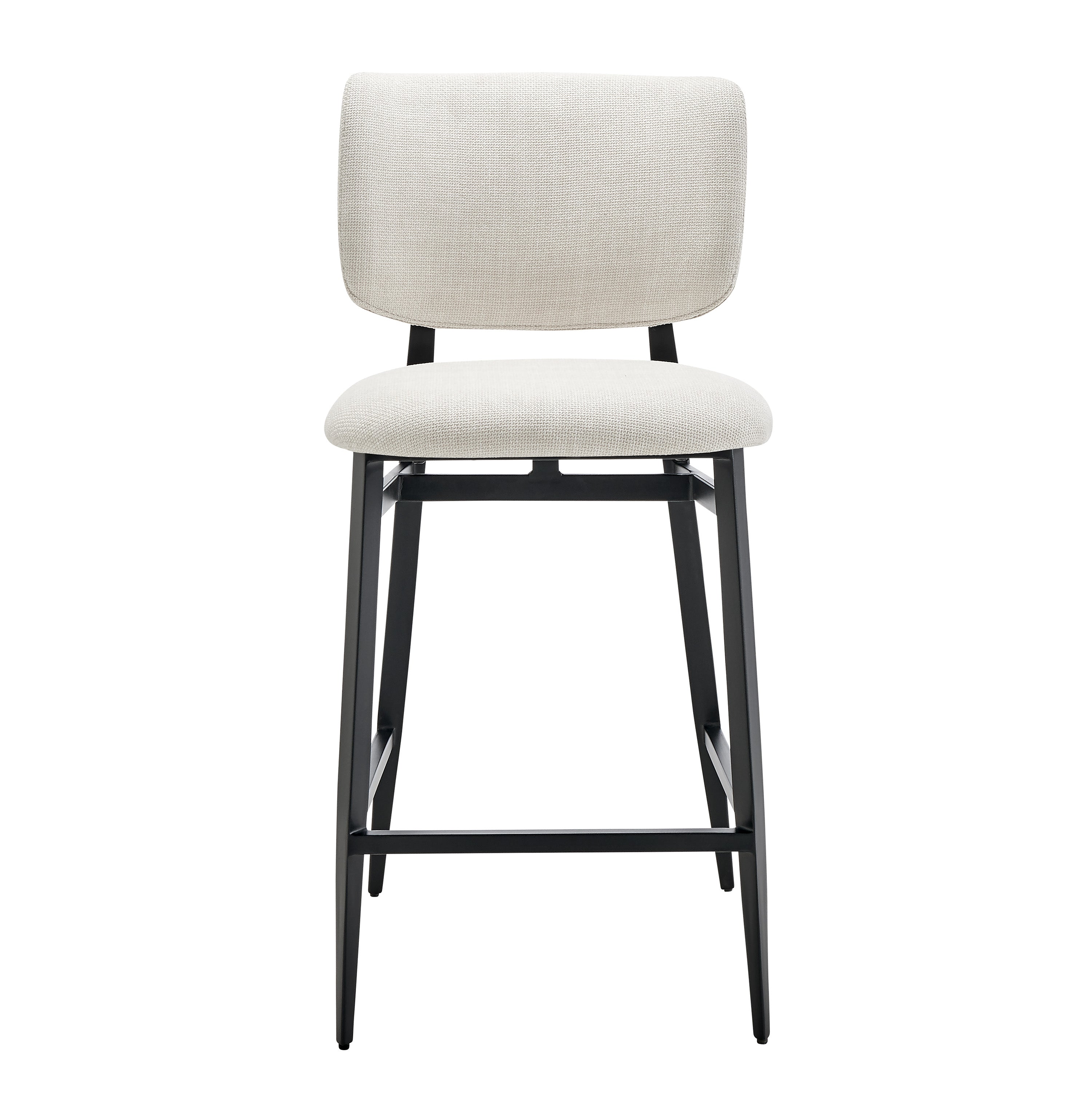 Felipe Counter Stool in Beige Fabric with Black Steel Legs - Set of 1