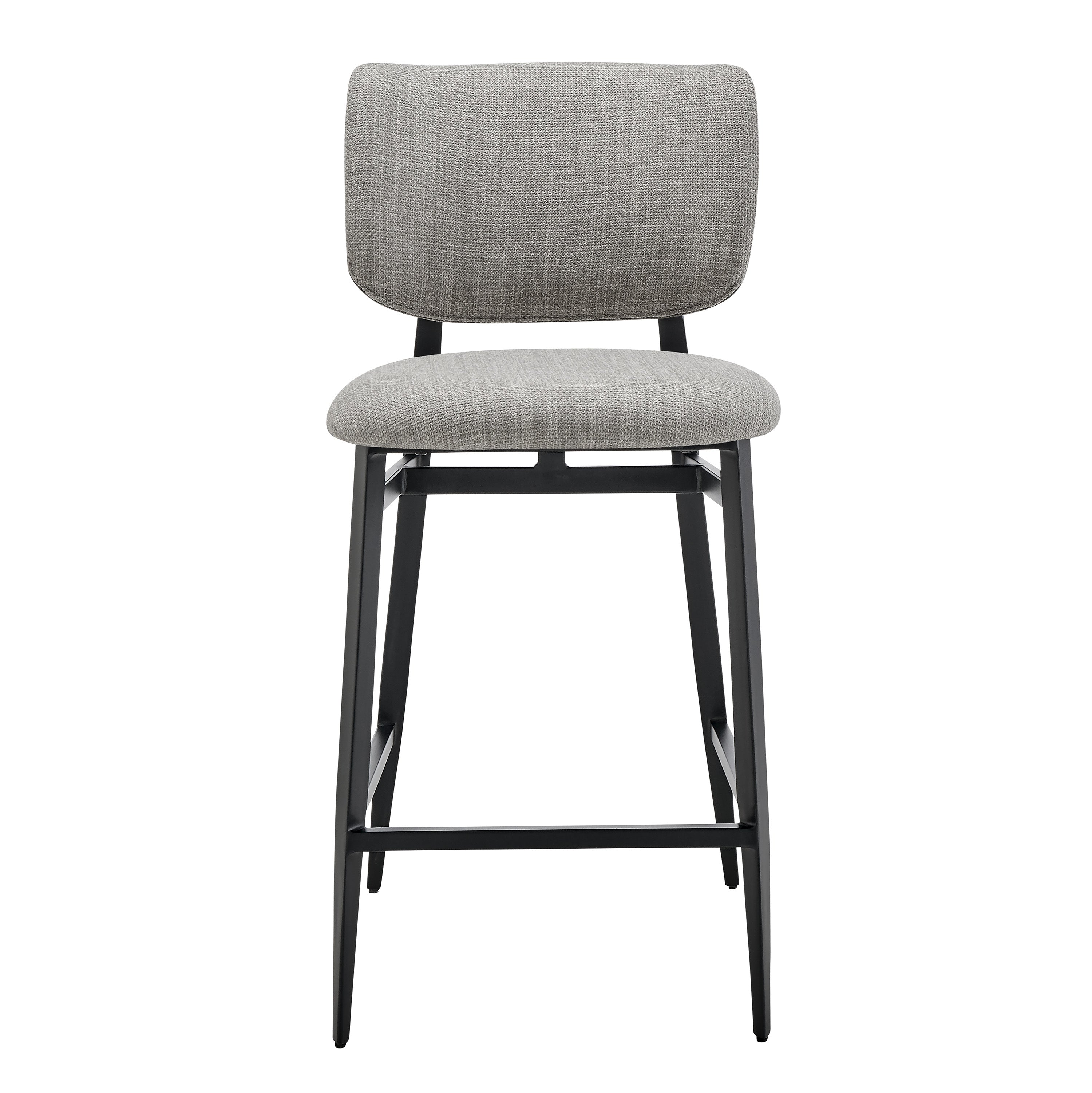 Felipe Counter Stool in Gray Fabric with Black Steel Legs - Set of 1