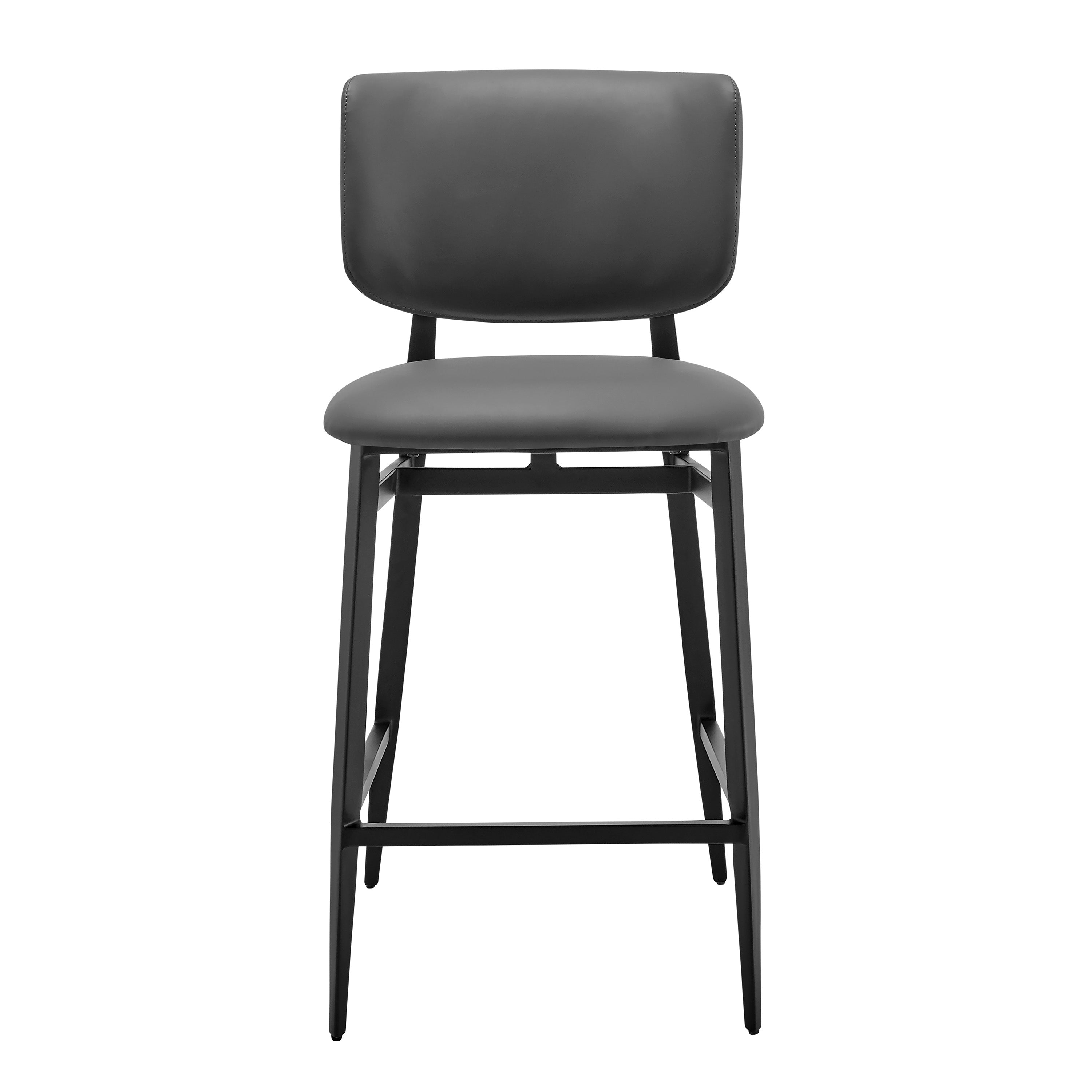 Felipe Counter Stool in Gray Leatherette with Black Steel Legs - Set of 1