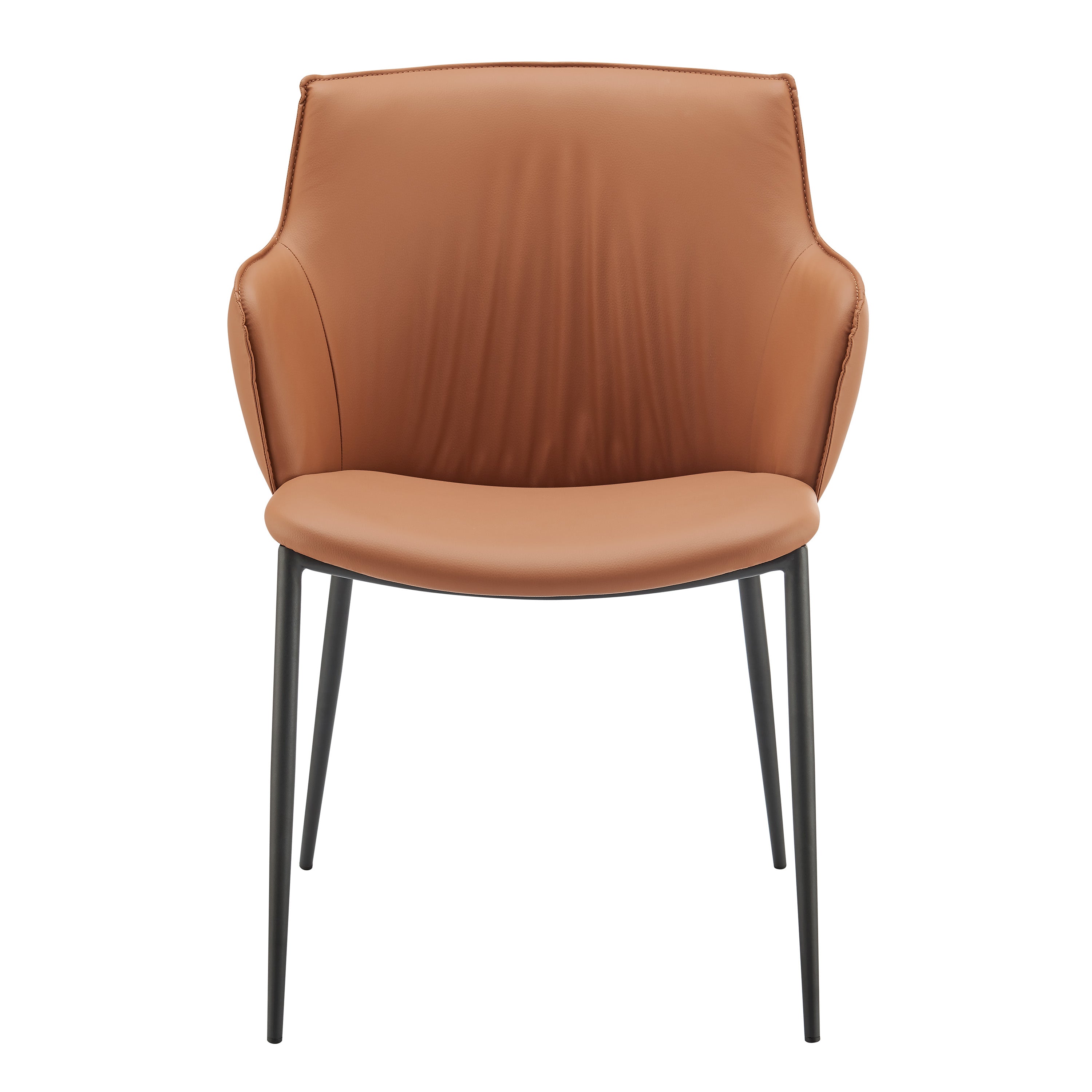 Ronja Armchair in Cognac Leatherette with Black Steel Legs - Set of 1