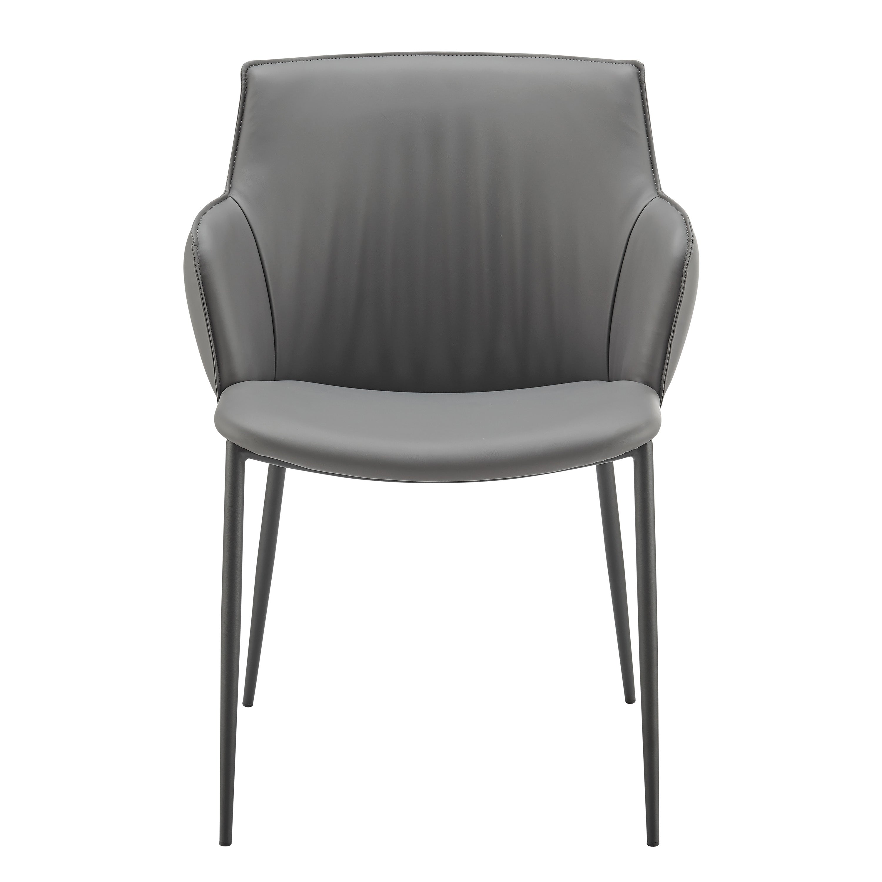 Ronja Armchair in Gray Leatherette with Black Steel Legs - Set of 1