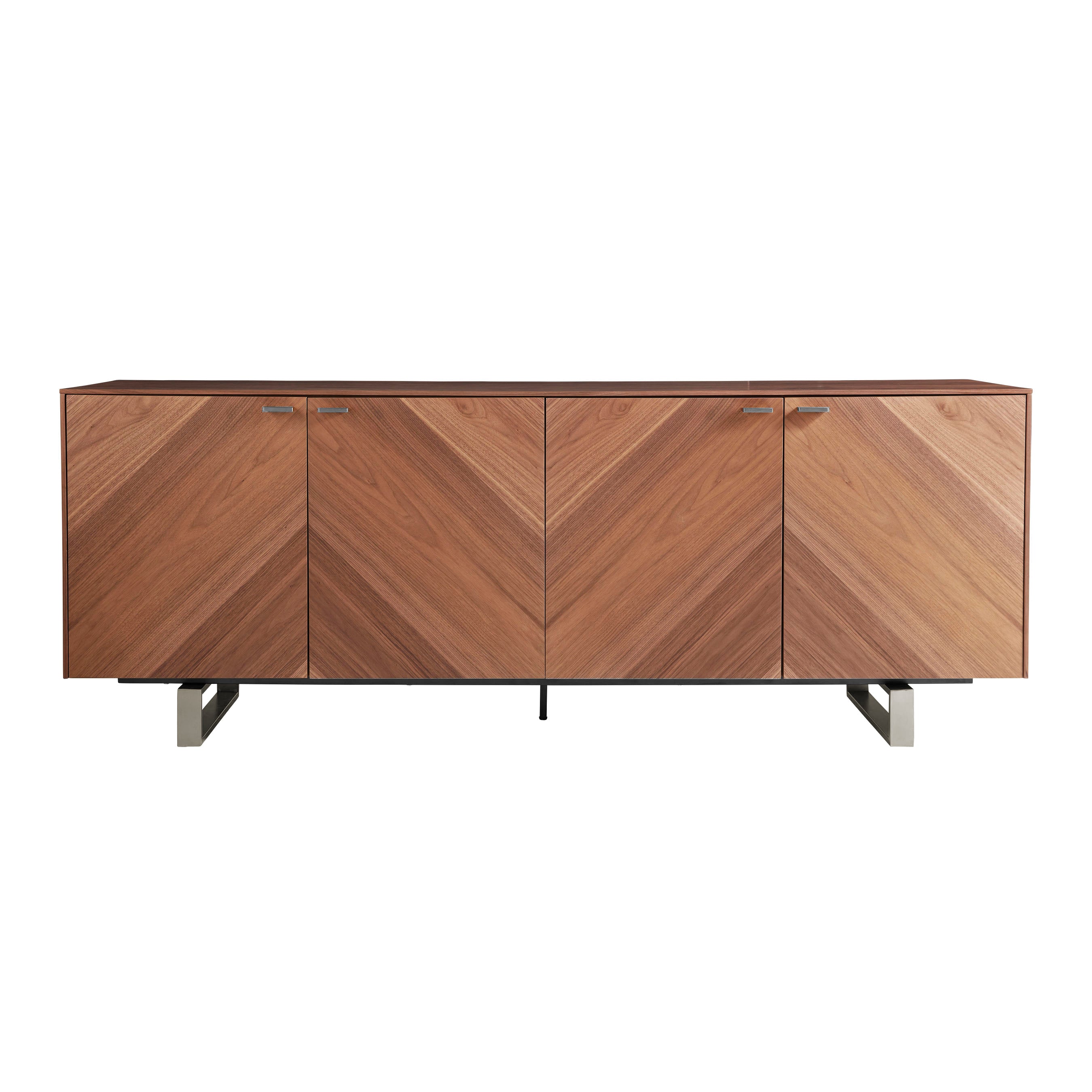 Alvarado Sideboard in American Walnut with Brushed Stainless Steel Base