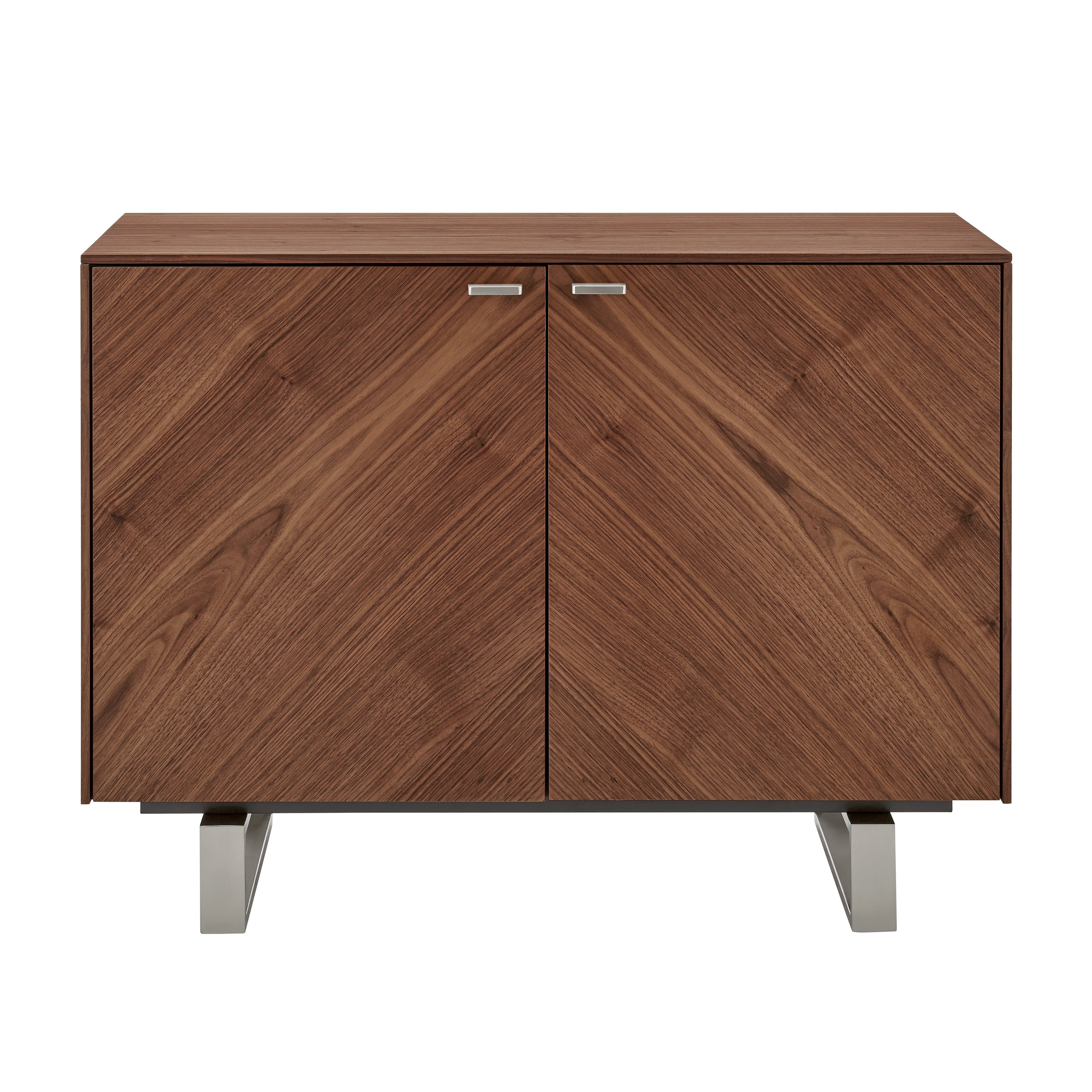 Alvarado Sideboard in Walnut with Brushed Stainless Steel Legs