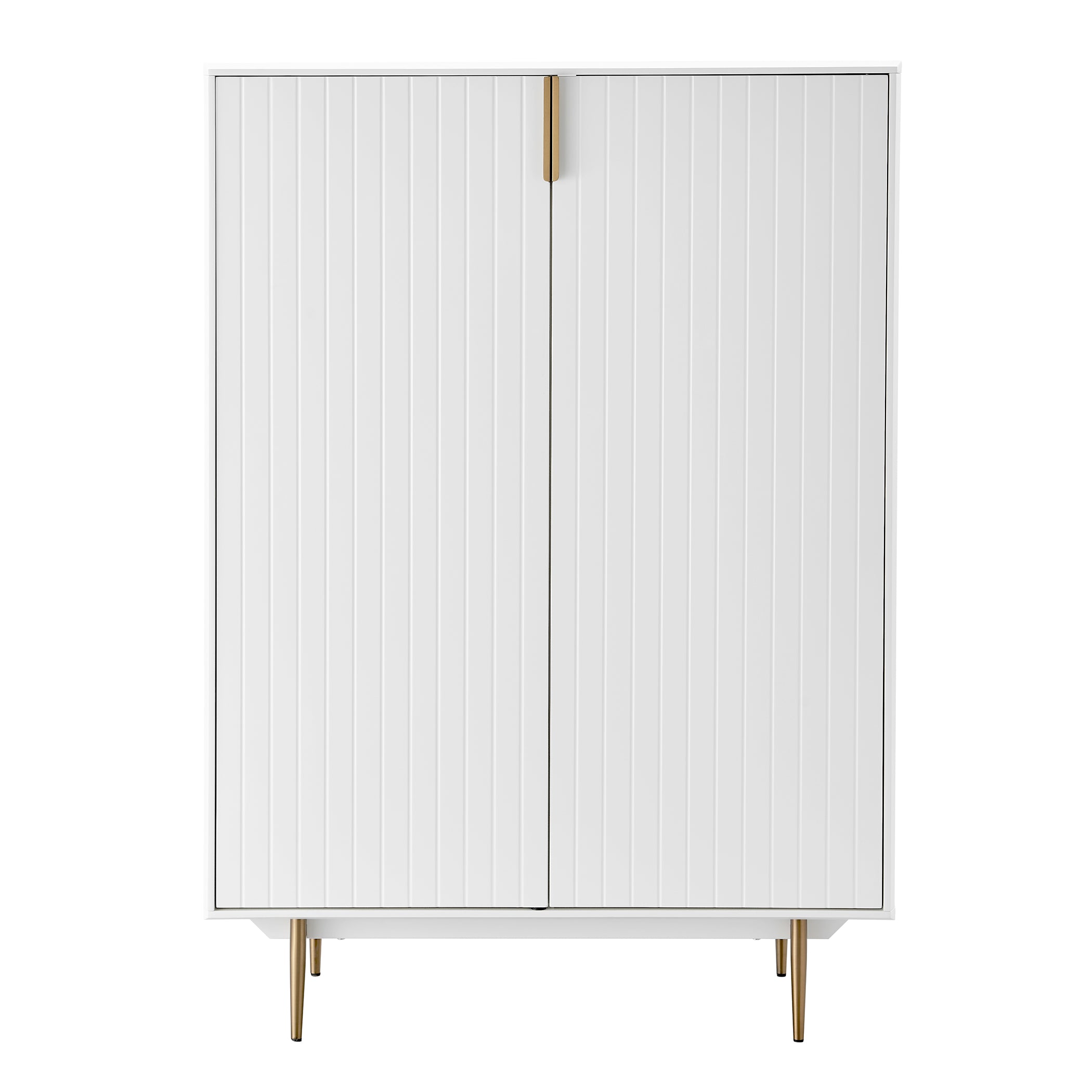 Norna Cabinet in Matte White with Brass Legs