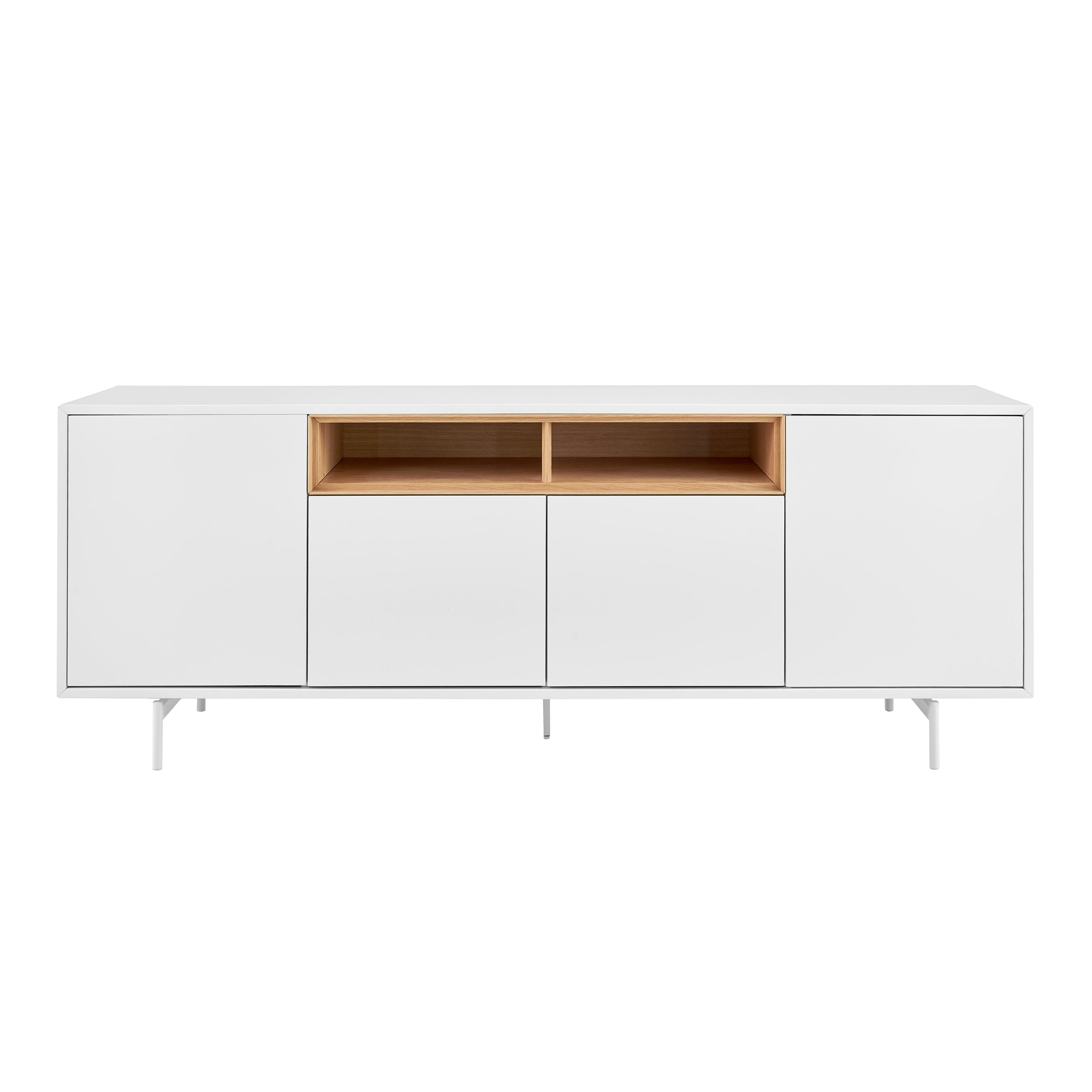 Bodie Sideboard Center Storage in Oak, Panels and Legs in Matte White