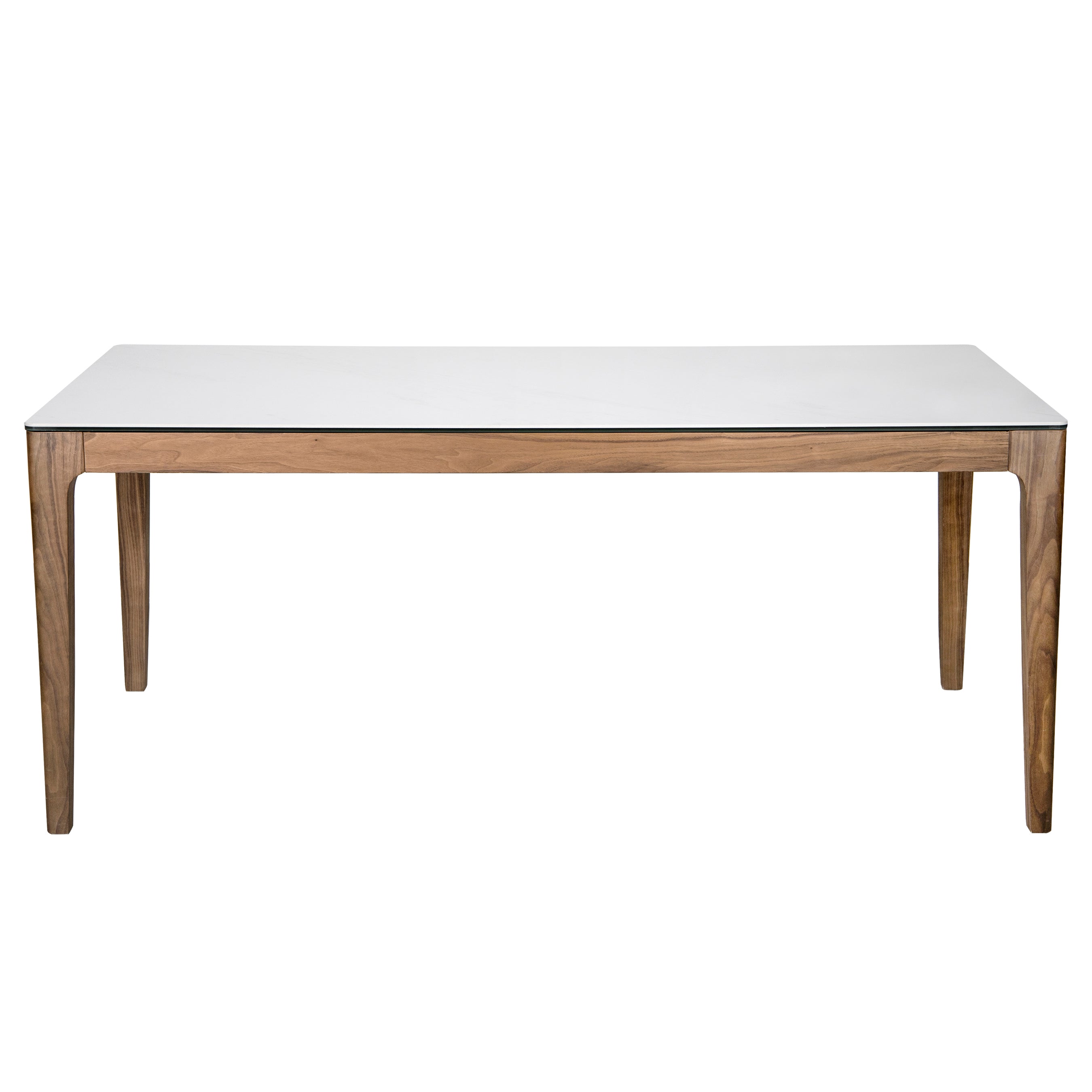 Haldis Rectangle Table in White Ceramic Glass and Walnut