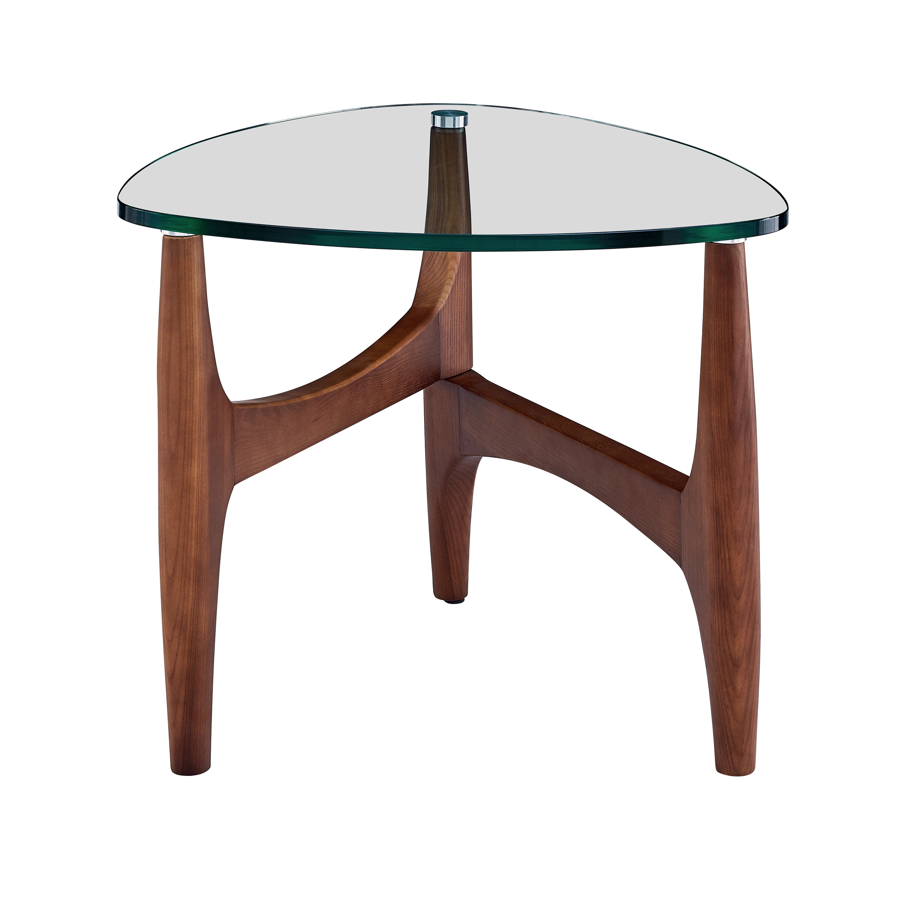 Ledell Side Table with Clear Glass and Walnut Base