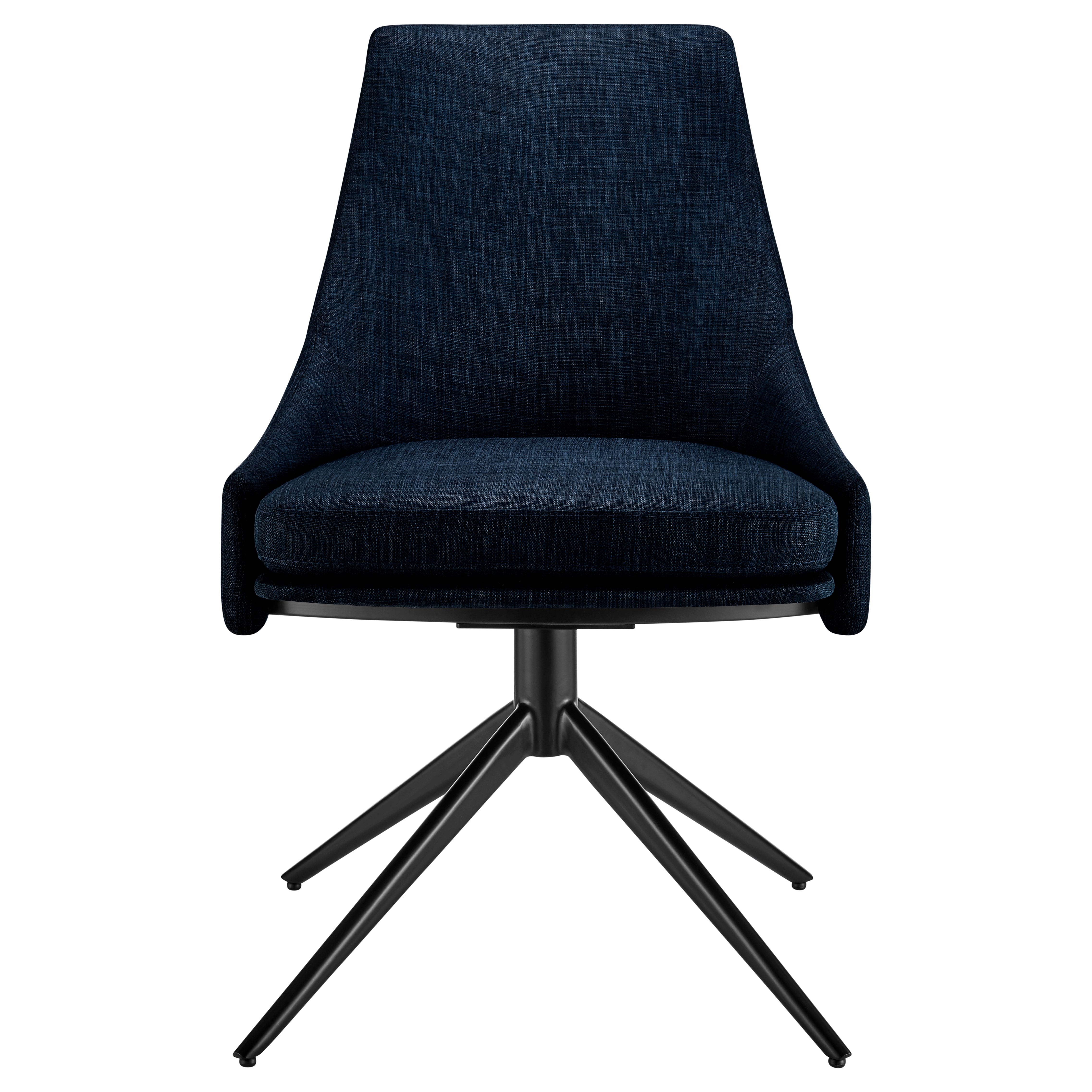 Signa Swivel Side Chair in Blue Fabric with Black Steel Base - Set of 1