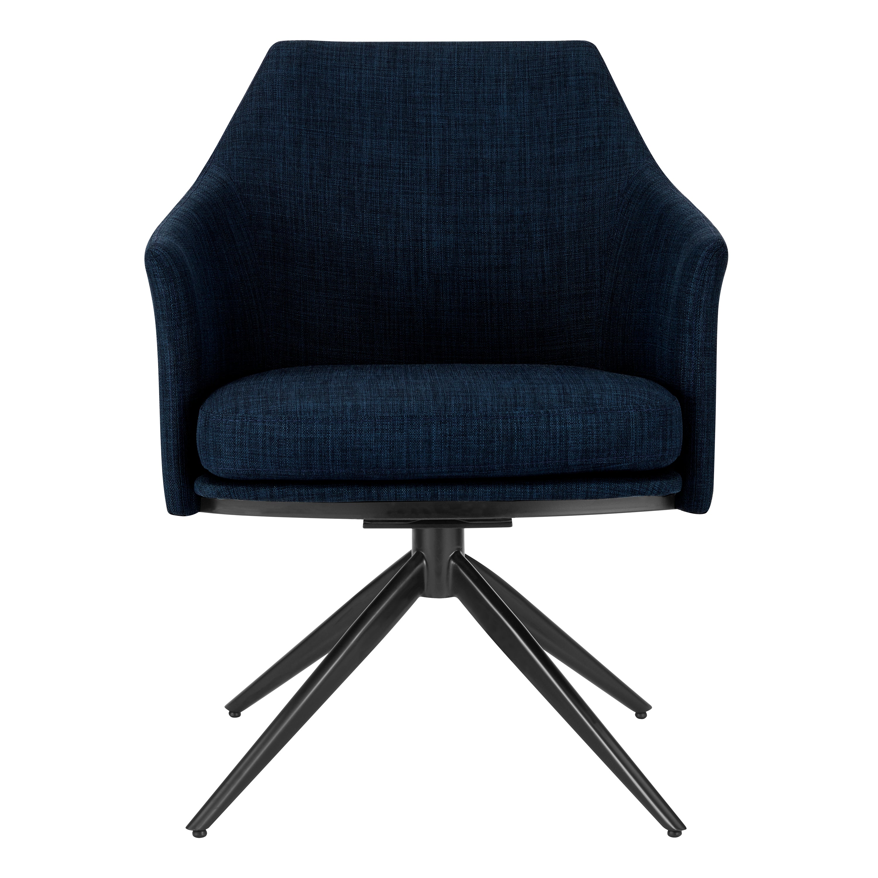 Signa Swivel Armchair in Blue Fabric with Black Steel Base - Set of 1