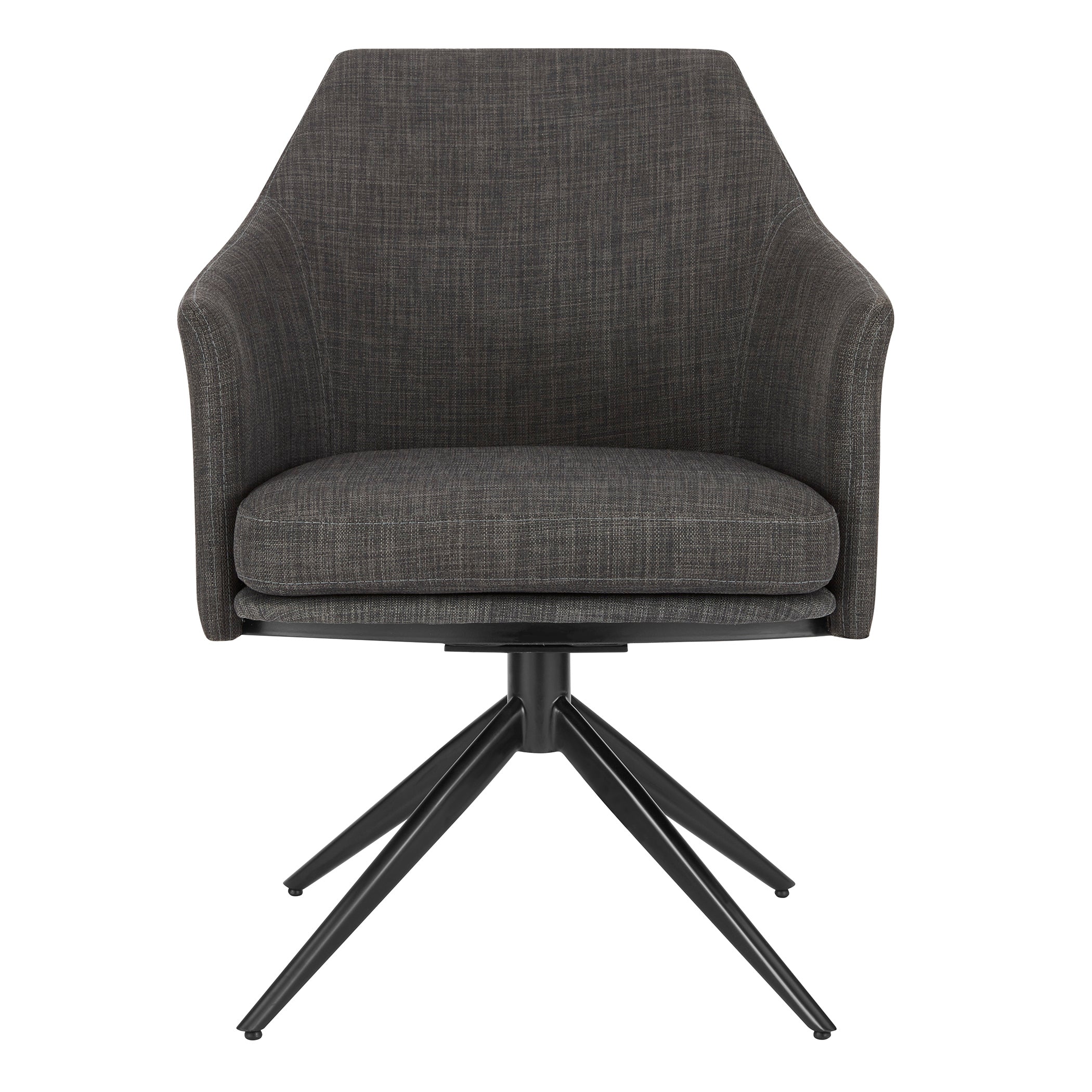 Signa Swivel Armchair in Charcoal Fabric with Black Steel Base - Set of 1