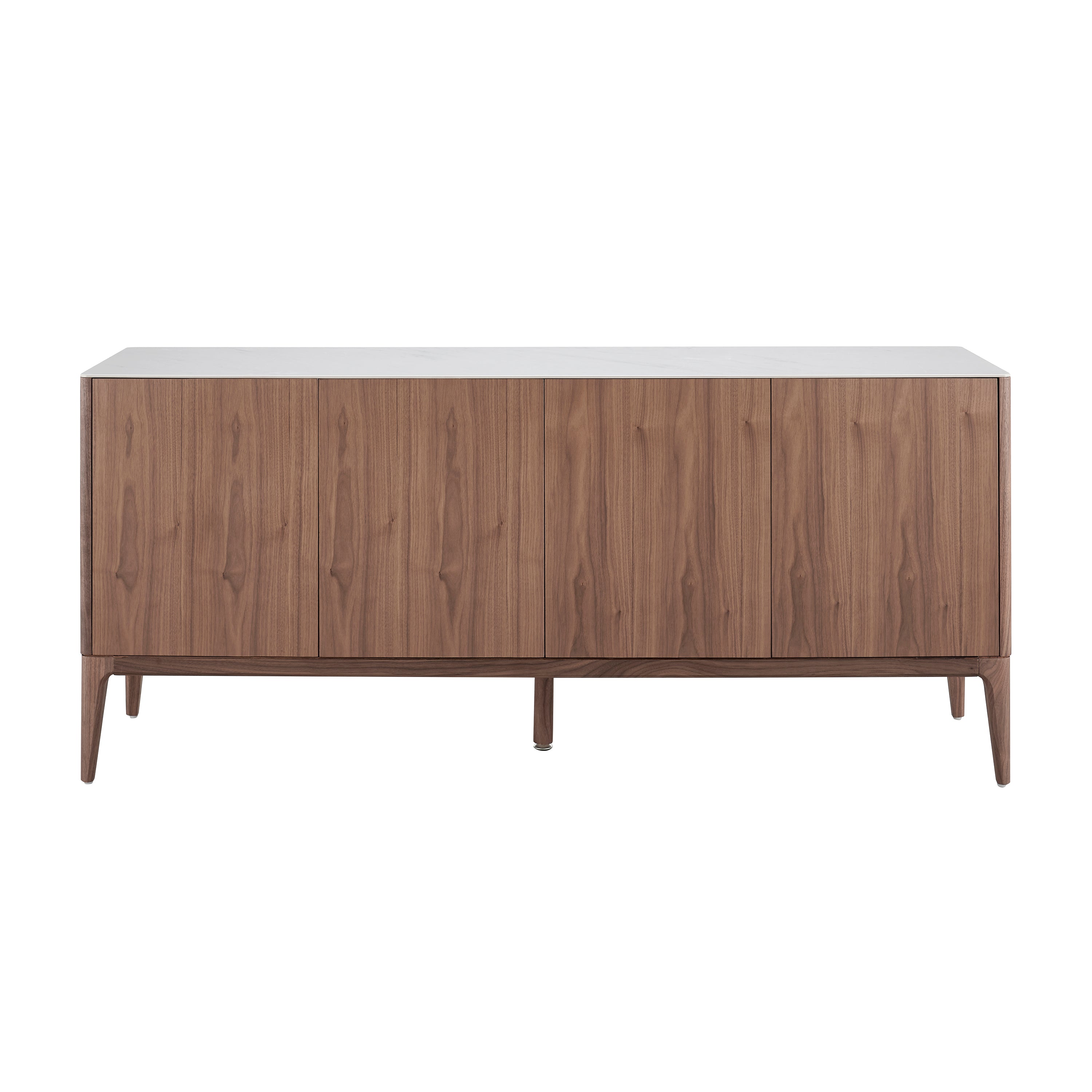 Haldis Sideboard in White Ceramic Glass and Walnut