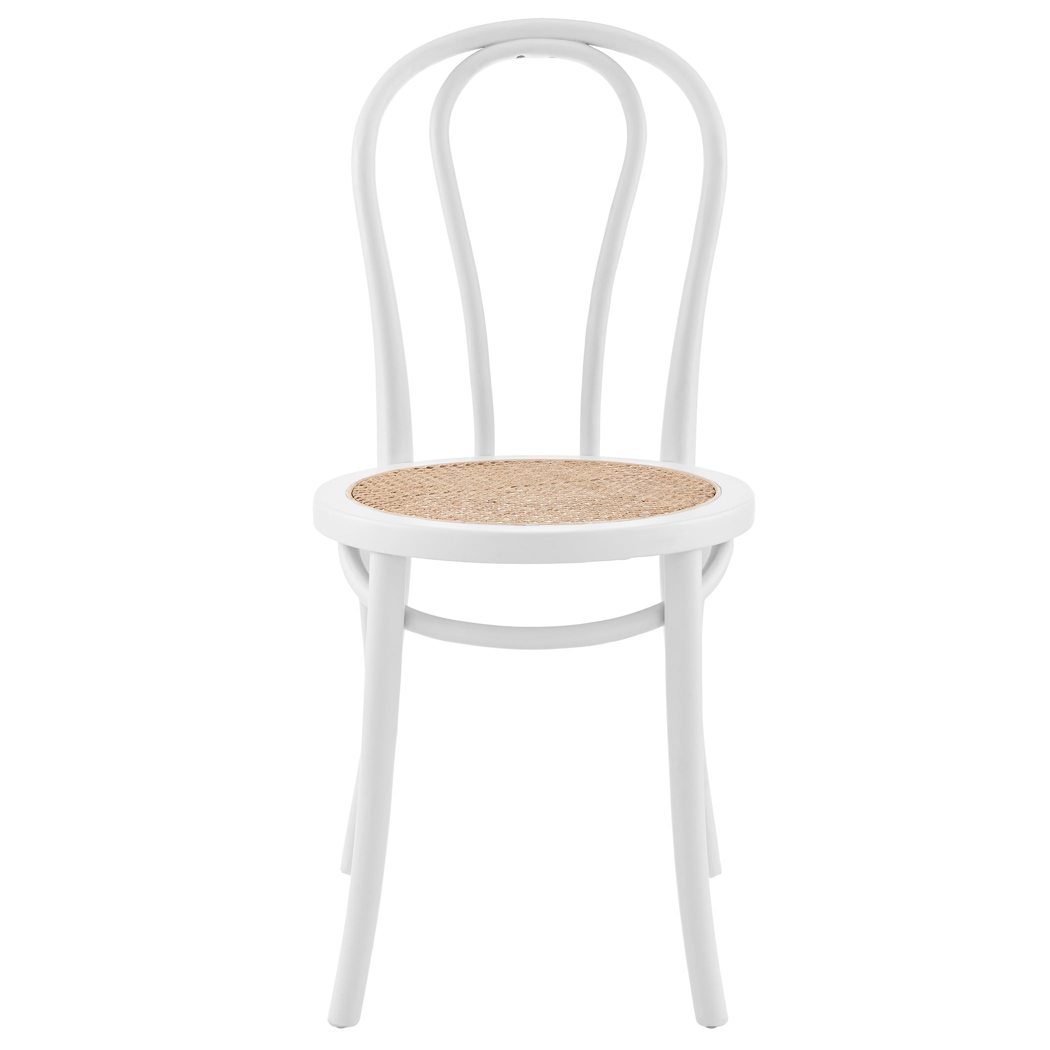 Marko Side Chair in Matte White with Natural Seat - Set of 2