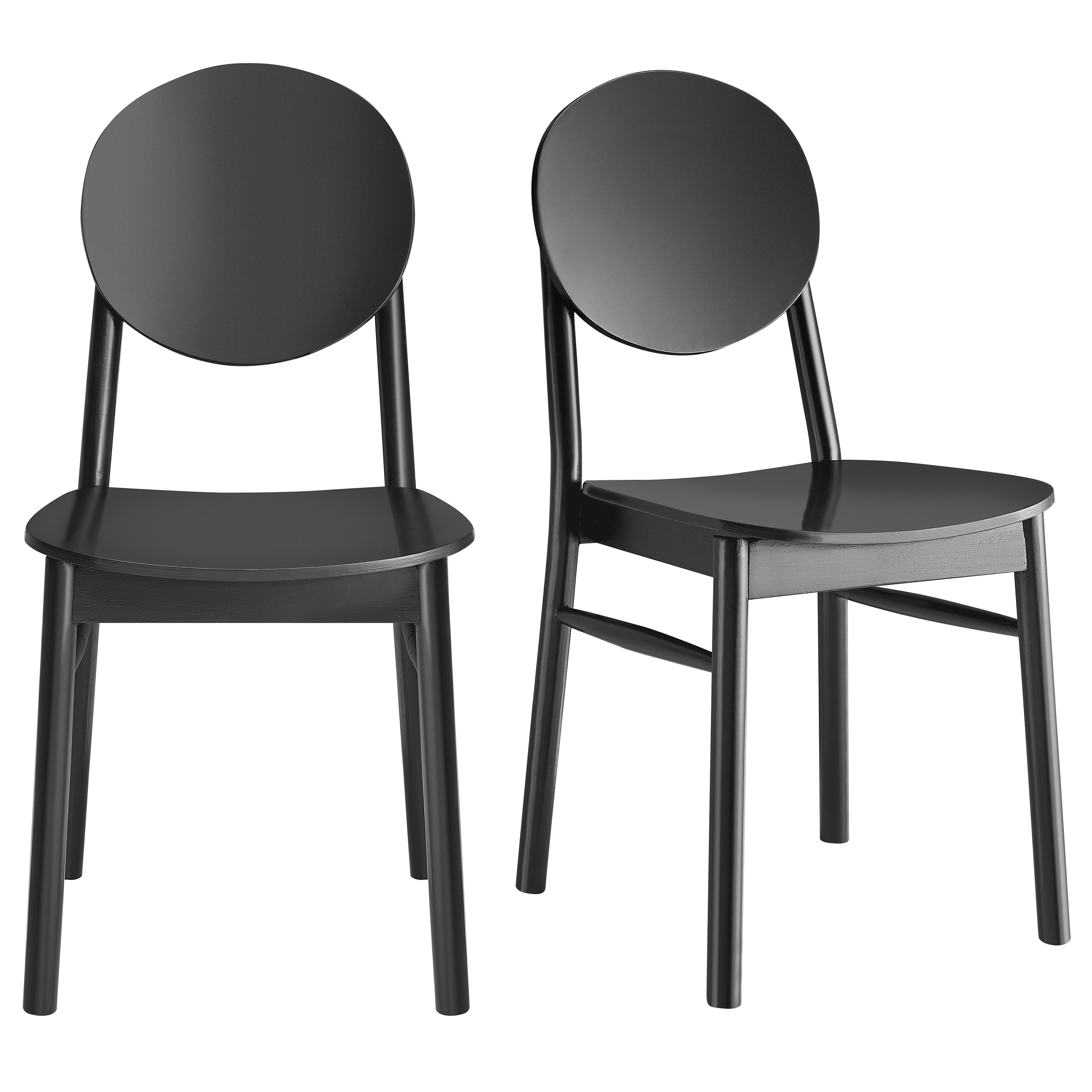 Octavio Side Chair in Black Stained Beech Wood Frame with Black Stained Plywood Seat and Back - Set of 2