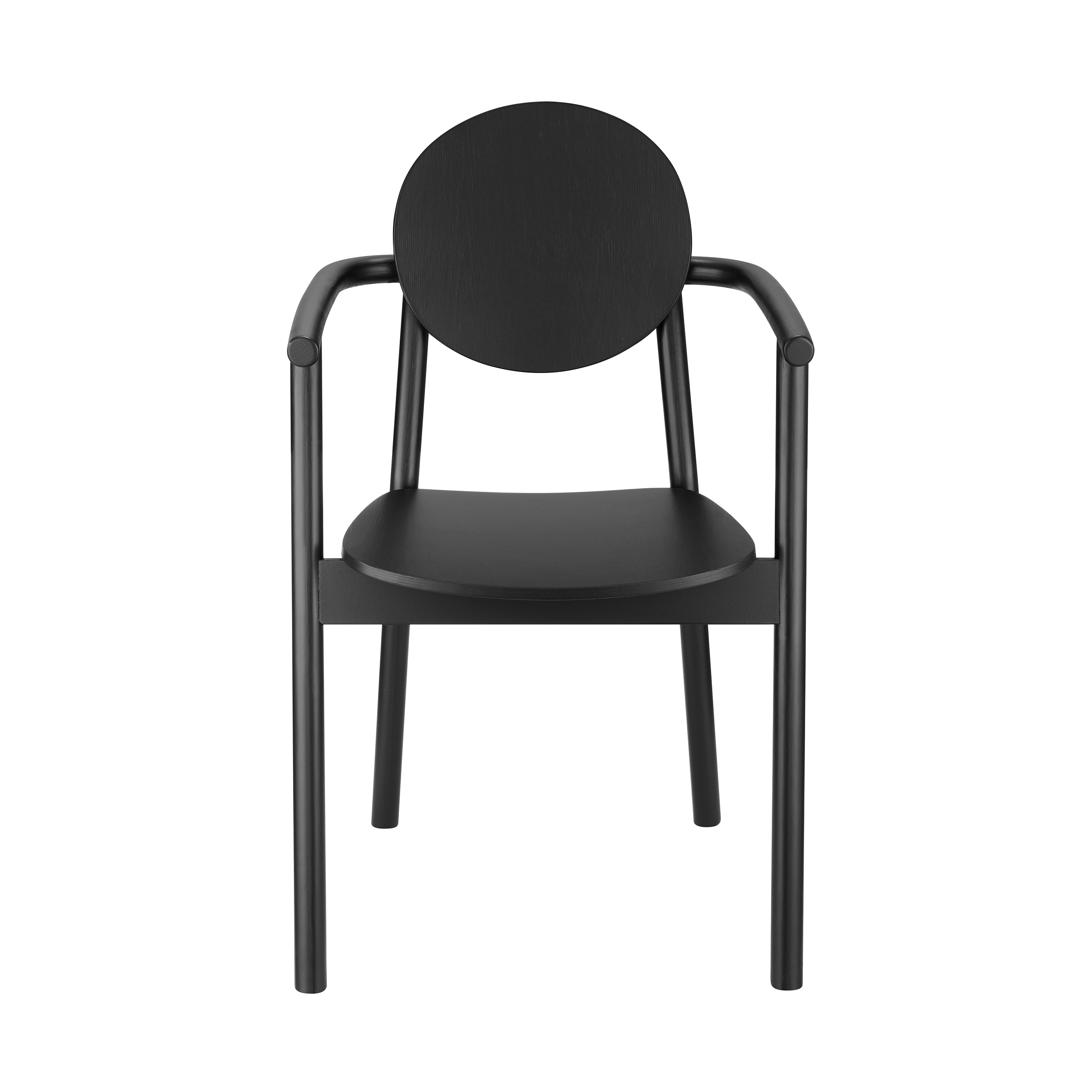 Octavio Armchair in Black Stained Beech Wood Frames with Black Stained Plywood Seat and Back