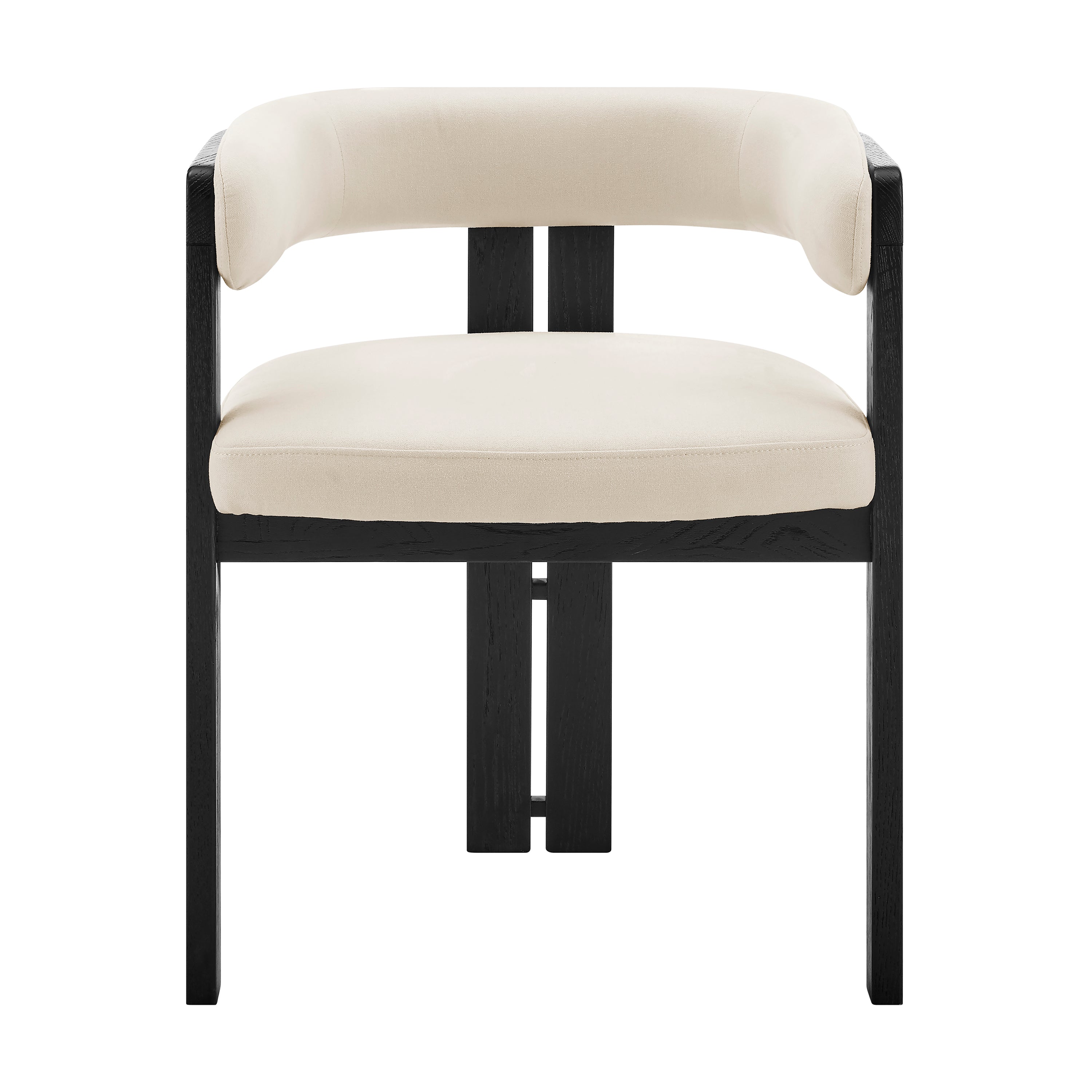 Blixa Armchair in Black with Beige Fabric Seat - Set of 1