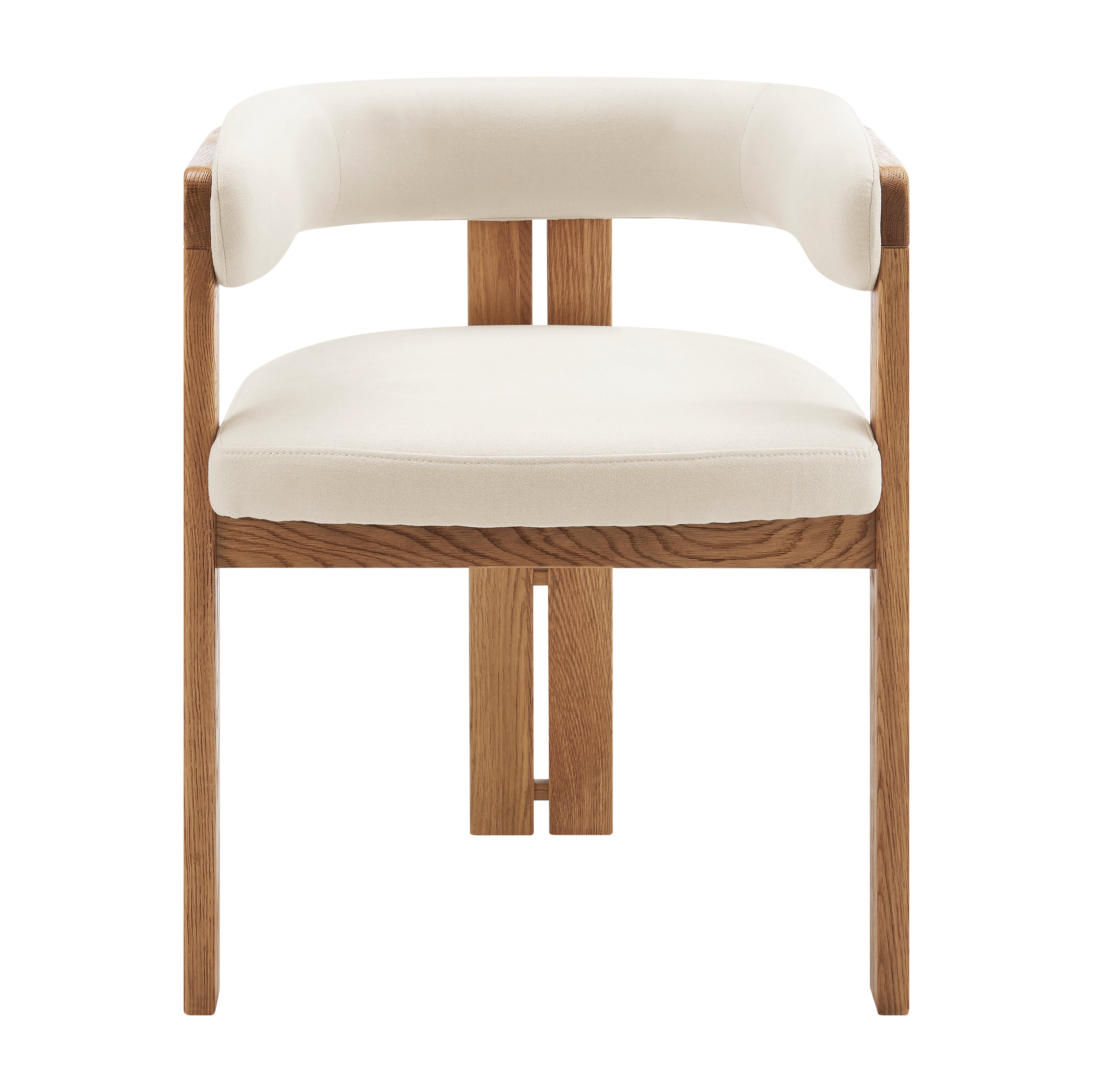 Blixa Armchair in Natural with Beige Fabric Seat - Set of 1