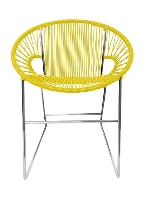 Puerto Dining Chair Chrome Frame - Color Yellow Weave