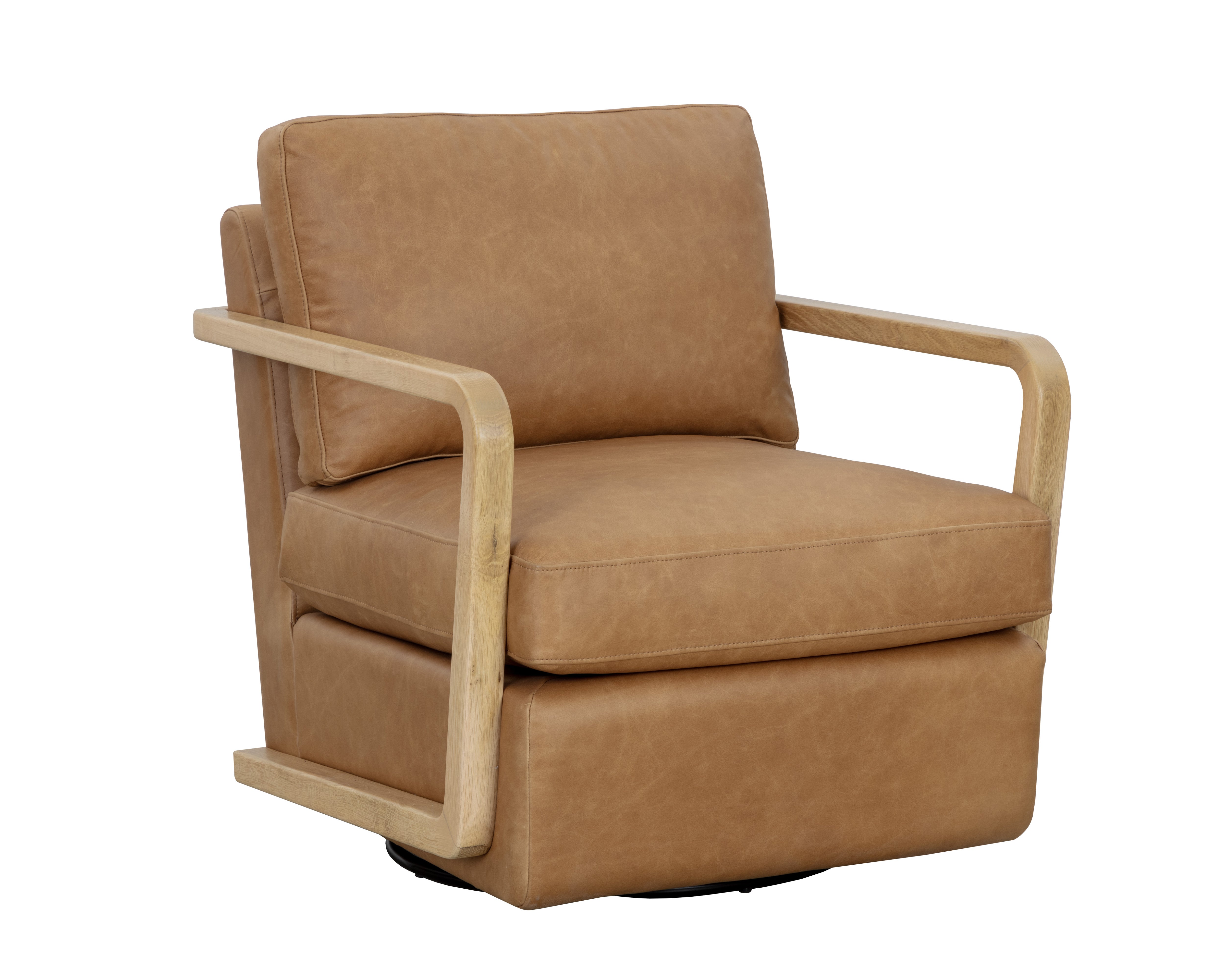 Castell Swivel Lounge Chair  Rustic Oak 