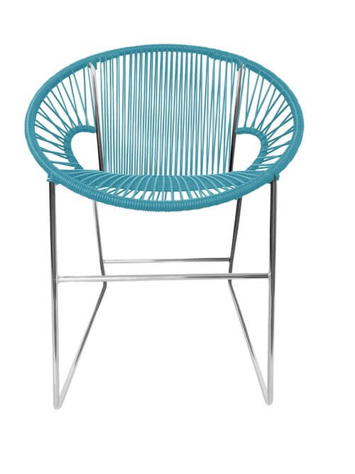 Puerto Dining Chair Chrome Frame - Color Blue Weave