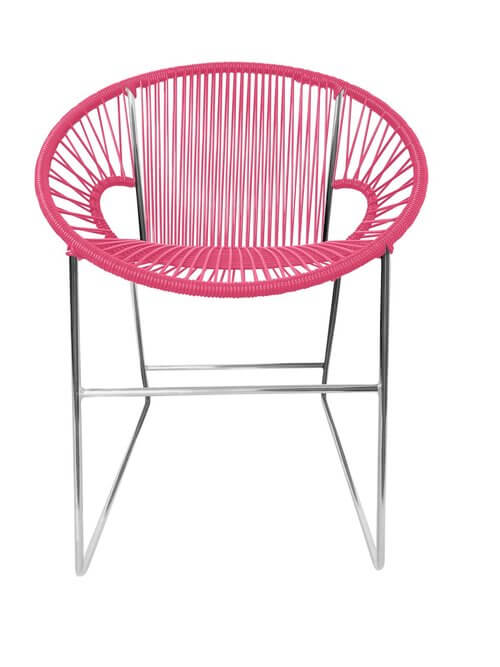 Puerto Dining Chair Chrome Frame - Color Pink Weave