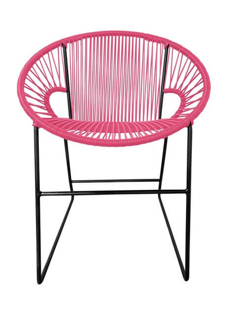 Puerto Dining Chair Black Frame - Color Pink Weave