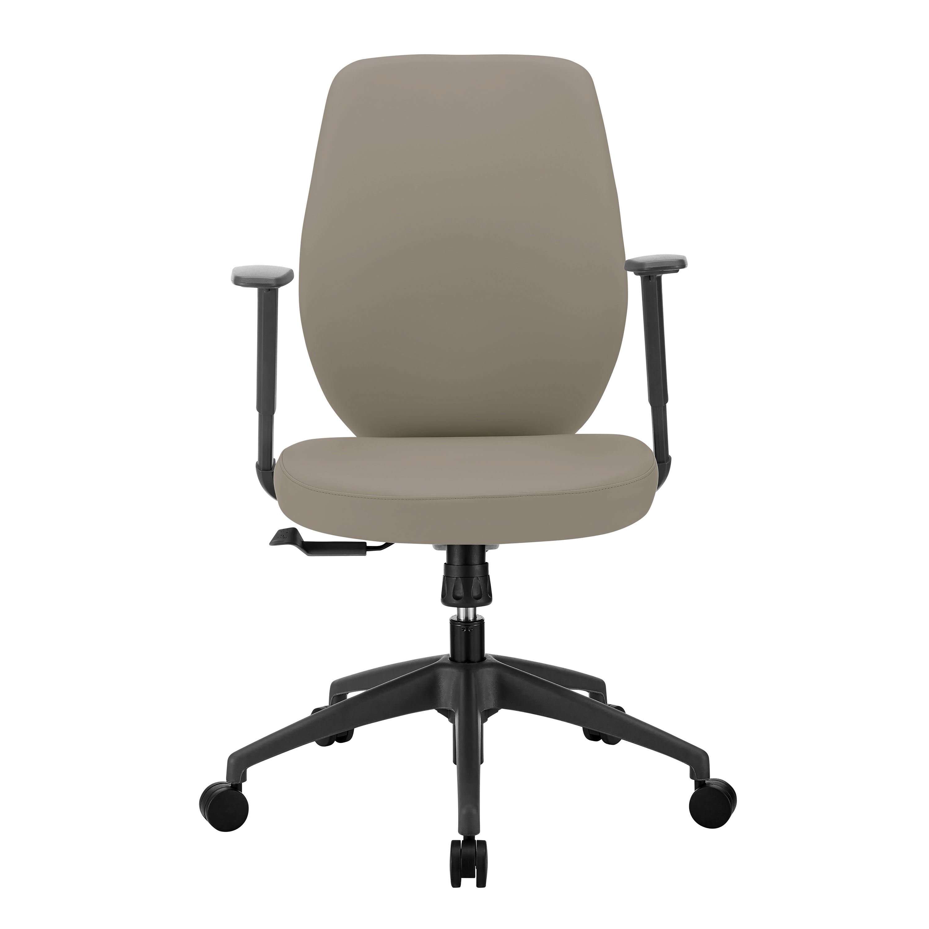 Filip Low Back Office Chair in Light Gray Leatherette with Plastic Gray Back Support