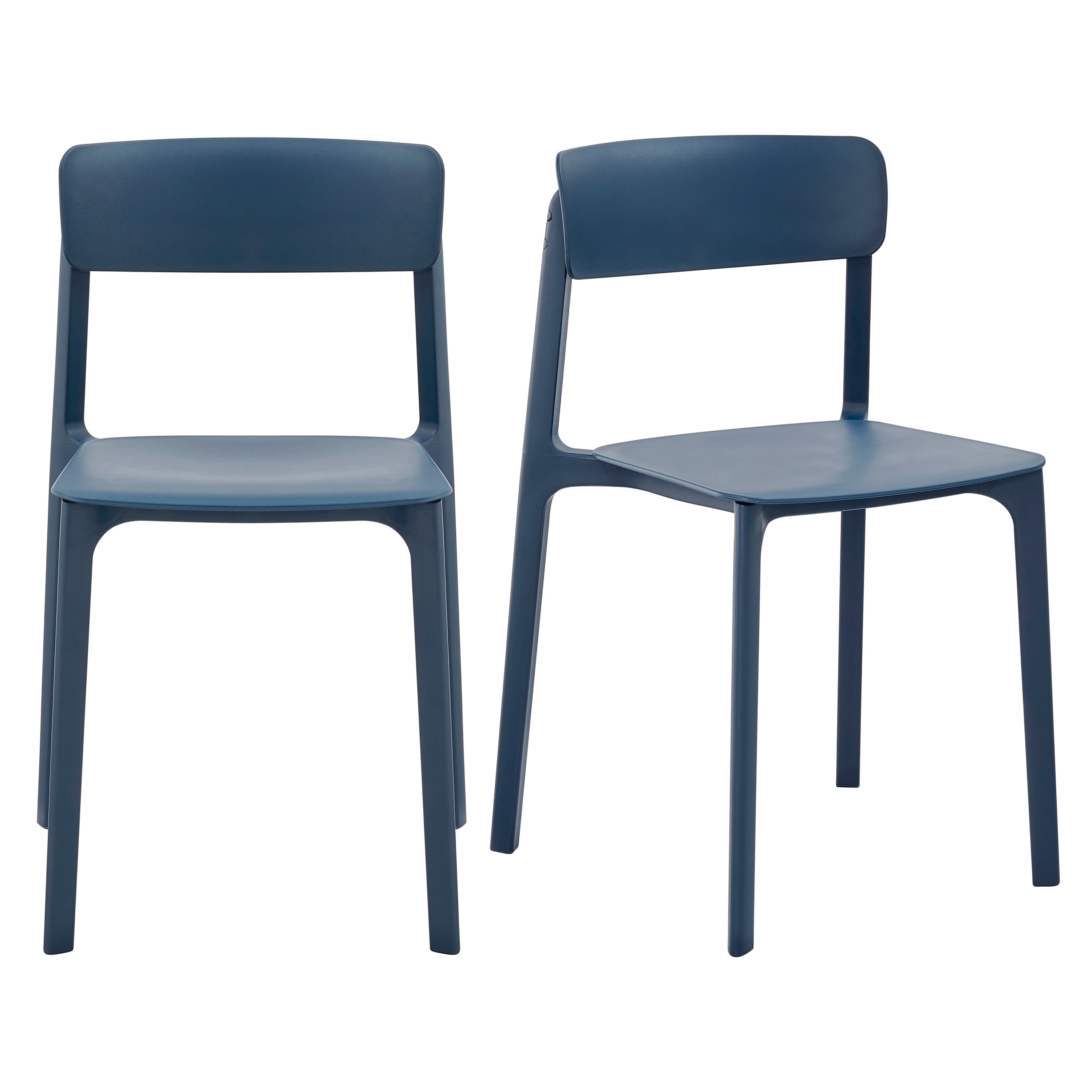 Tibo Stackable Side Chair in Blue Polypropylene - Set of 2