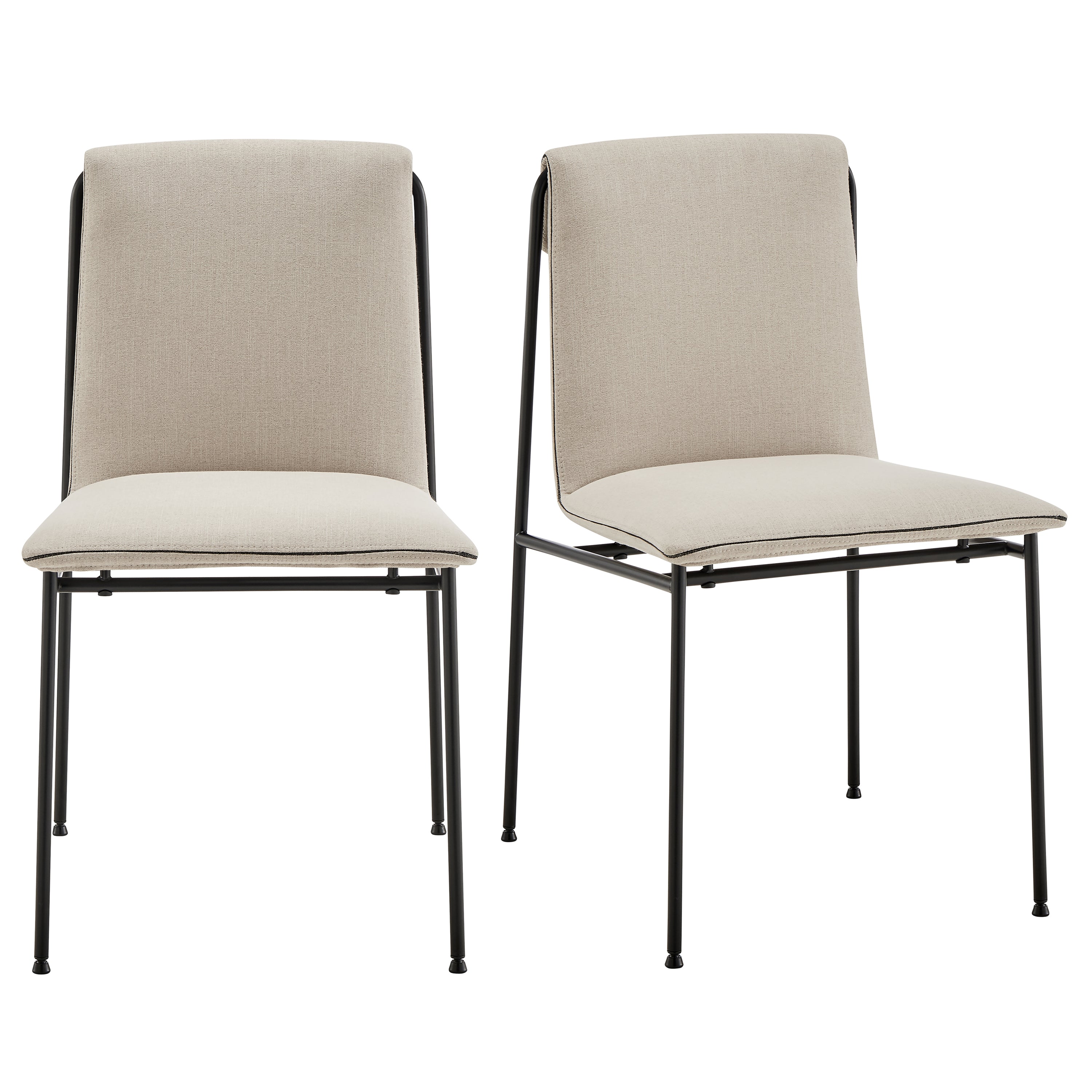 Ludvig Side Chair in Tan Fabric with Black Steel Legs- Set of 2