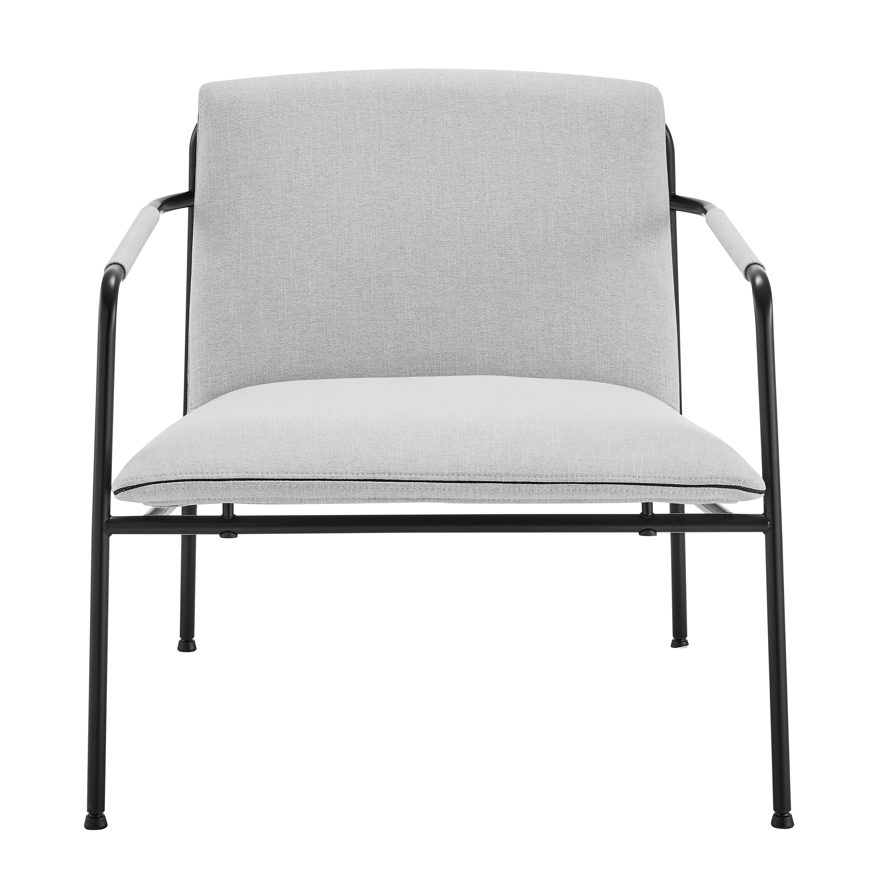 Ludvig Lounge Chair in Light Gray Fabric with Black Frame