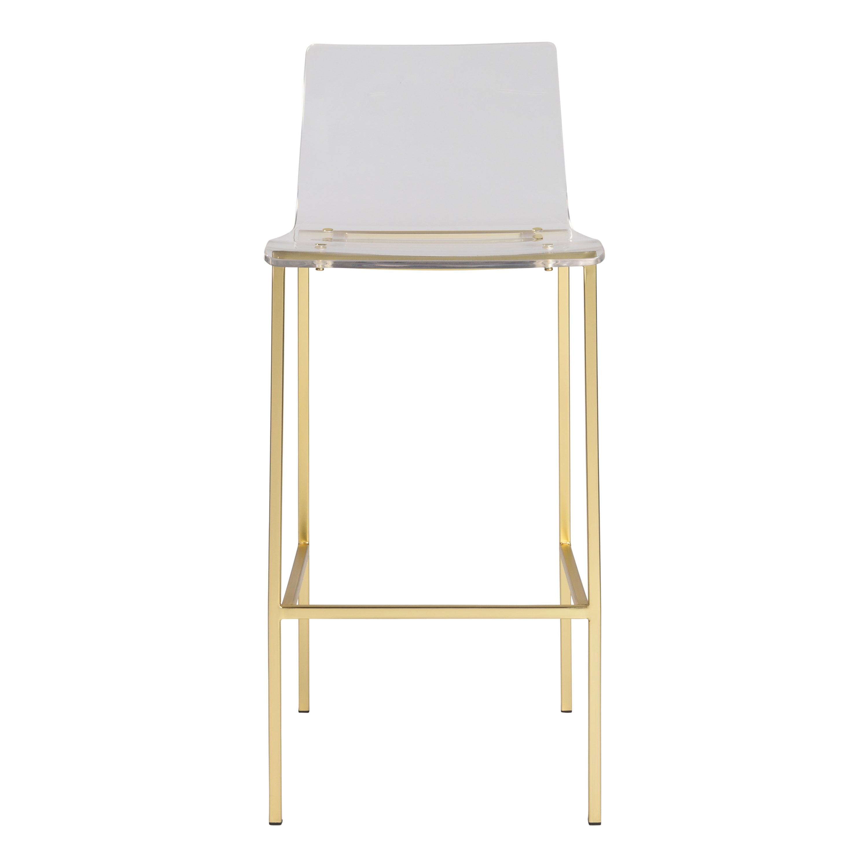 Chloe Bar Stool in Clear Acrylic with Matte Brushed Gold Legs - Set of 2